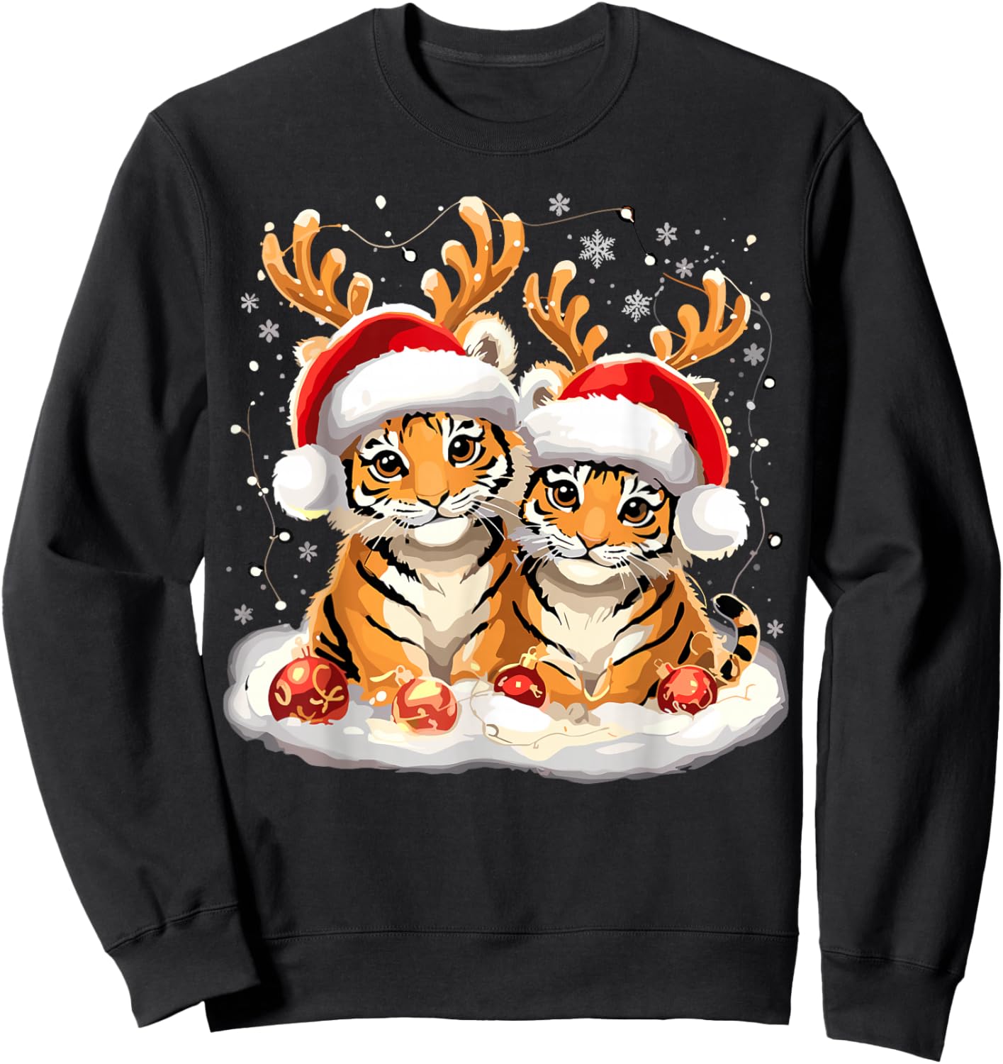 Tiger Reindeer Christmas Xmas Sweatshirt - Sweatshirt | Black
