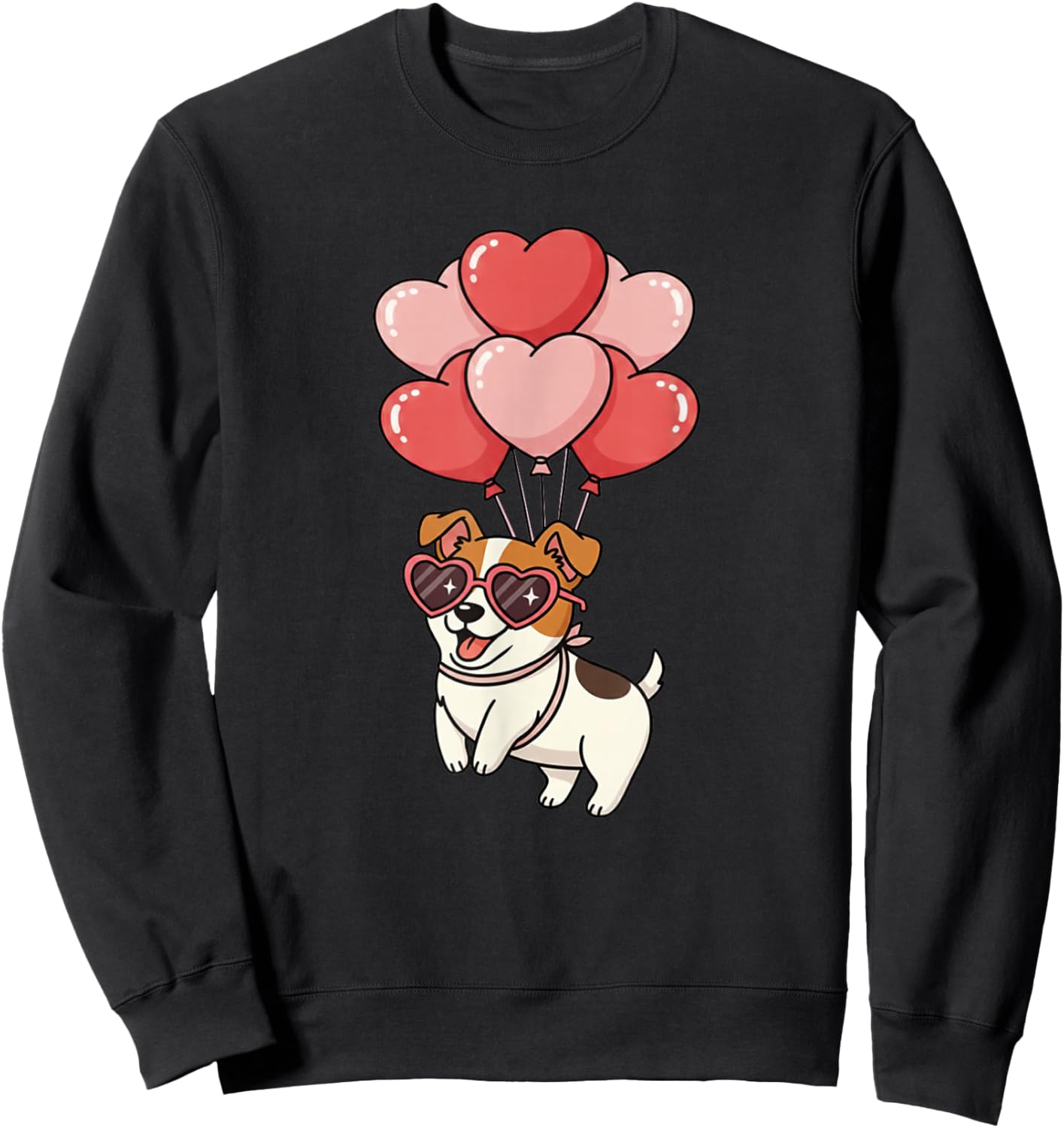 Valentines Day Heart Balloons Lover Jack Russell Terrier Sweatshirt - Sweatshirt | Black
