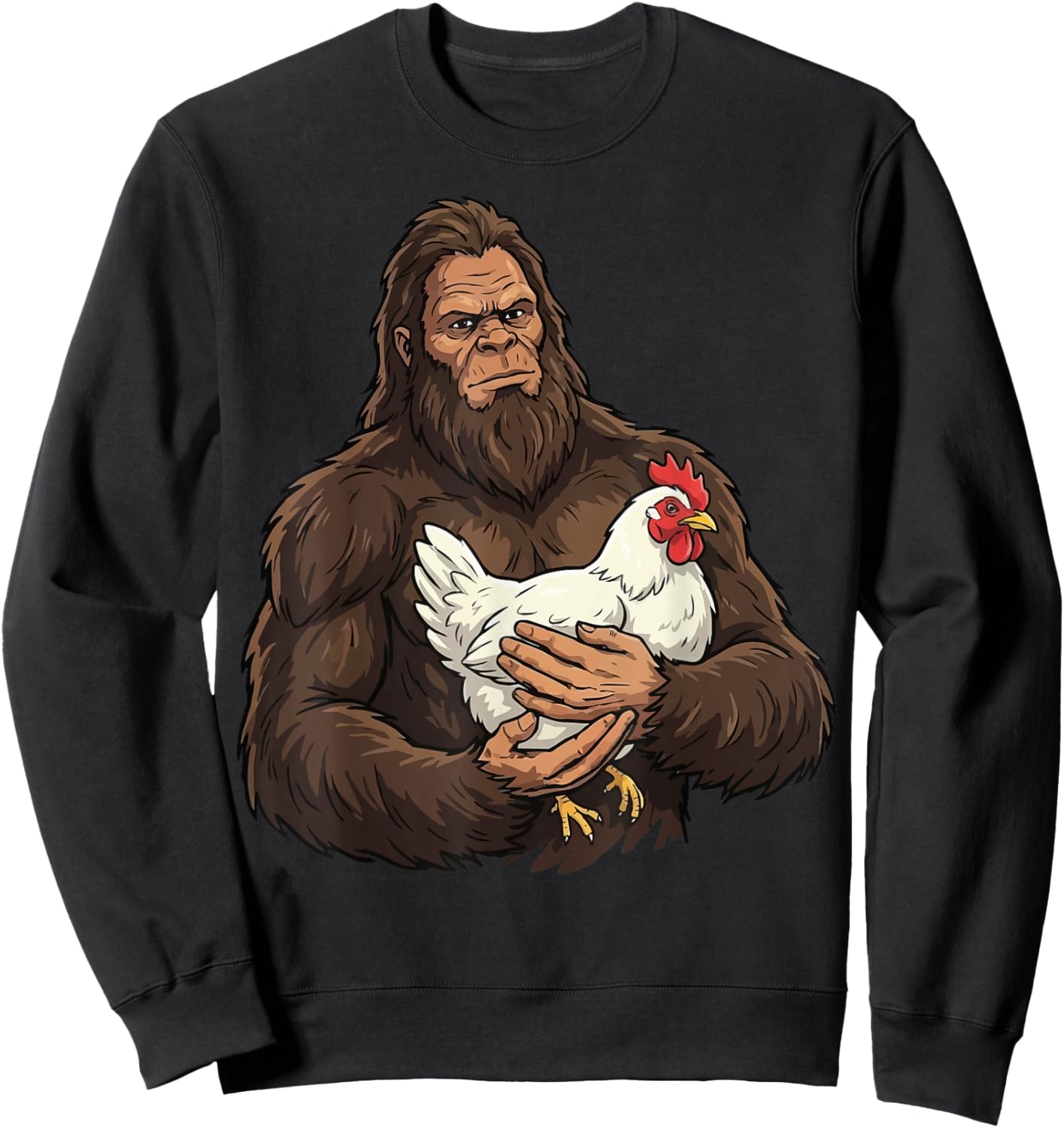 Bigfoot Holding Chicken Sweatshirt - Sweatshirt | Black