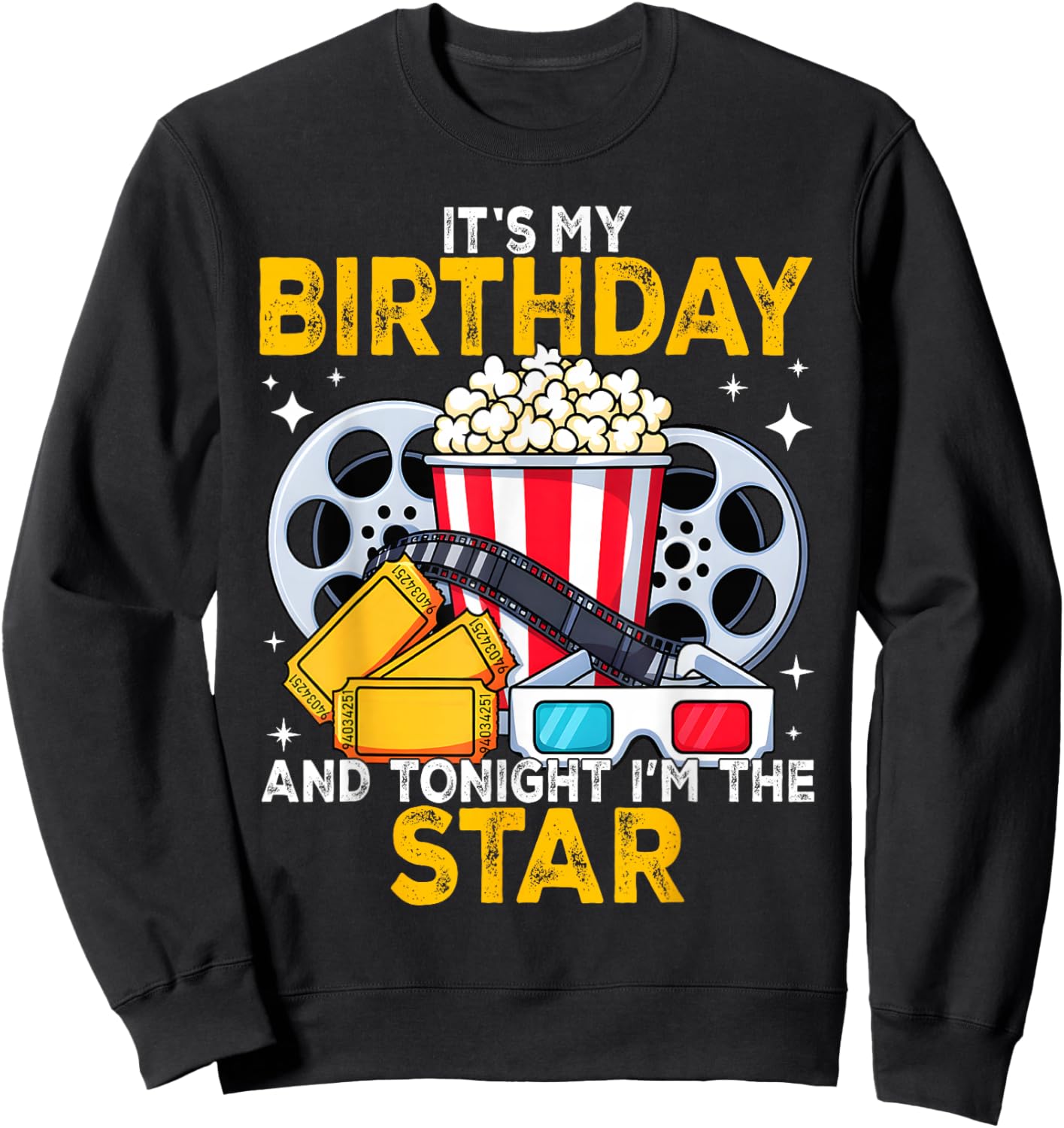 Birthday Party Theme Family Movie Night Boys Girls Sweatshirt - Sweatshirt | Black