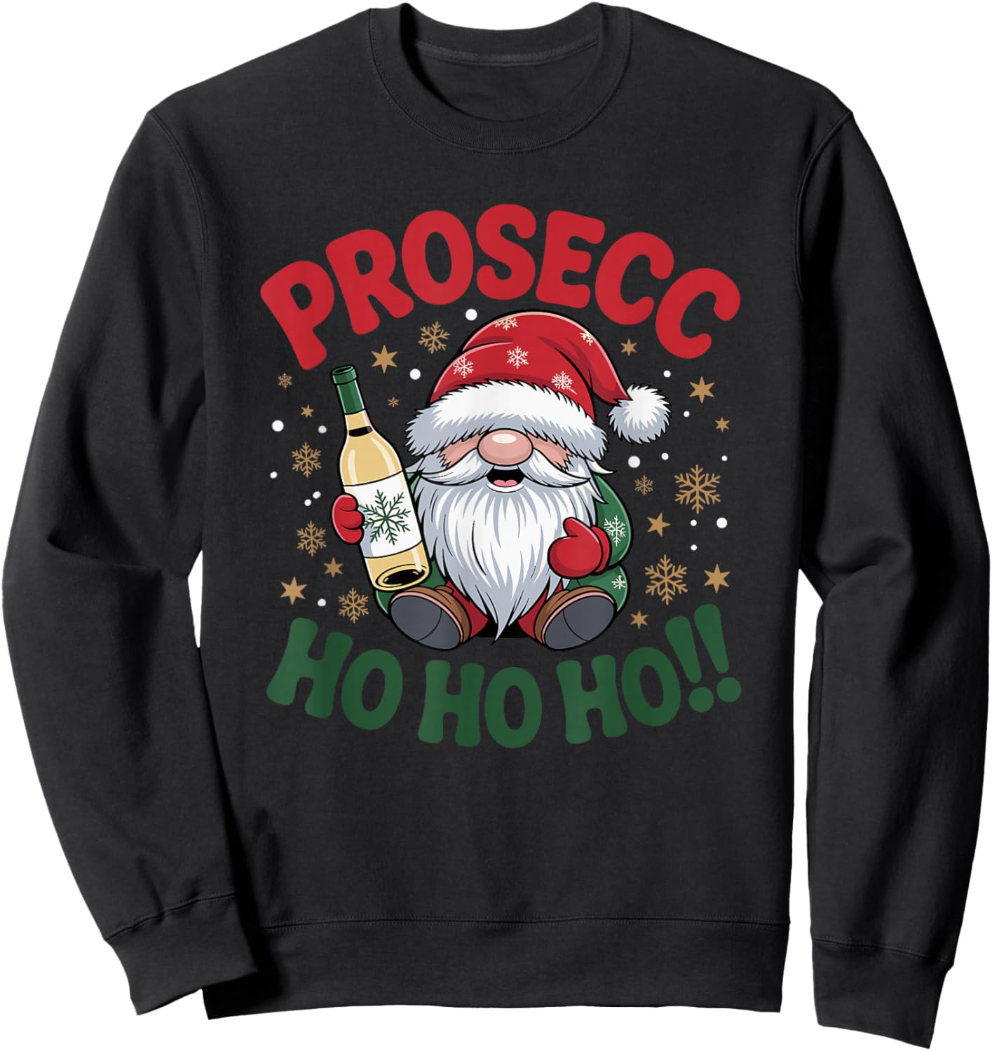Prosecco Wine Christmas Gnome Prosecc-Ho-Ho-Ho Sweatshirt - Sweatshirt | Black