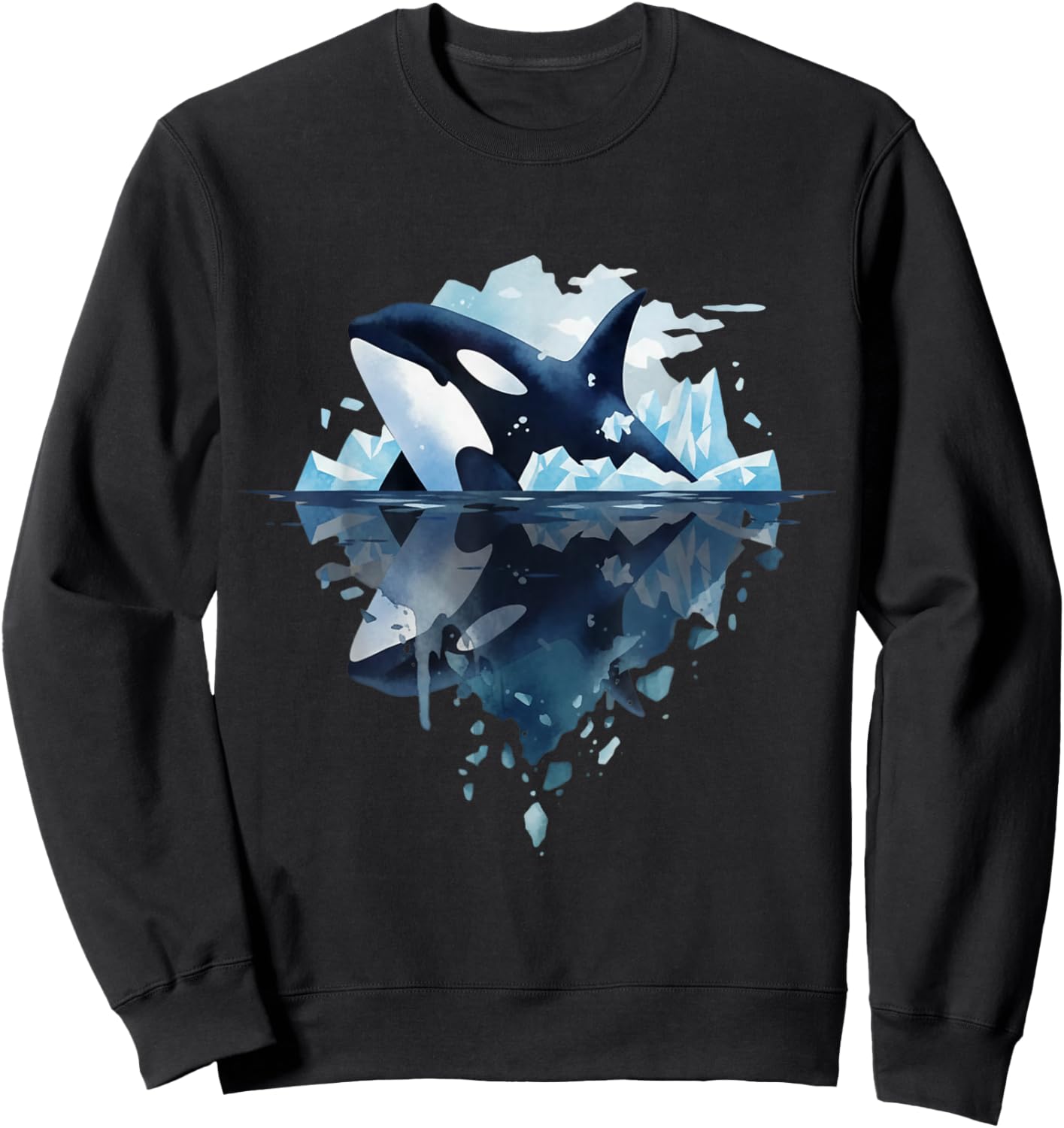 Powerful Orca Breaking Ice Reflection Wildlife Nature Art Sweatshirt - Sweatshirt | Black
