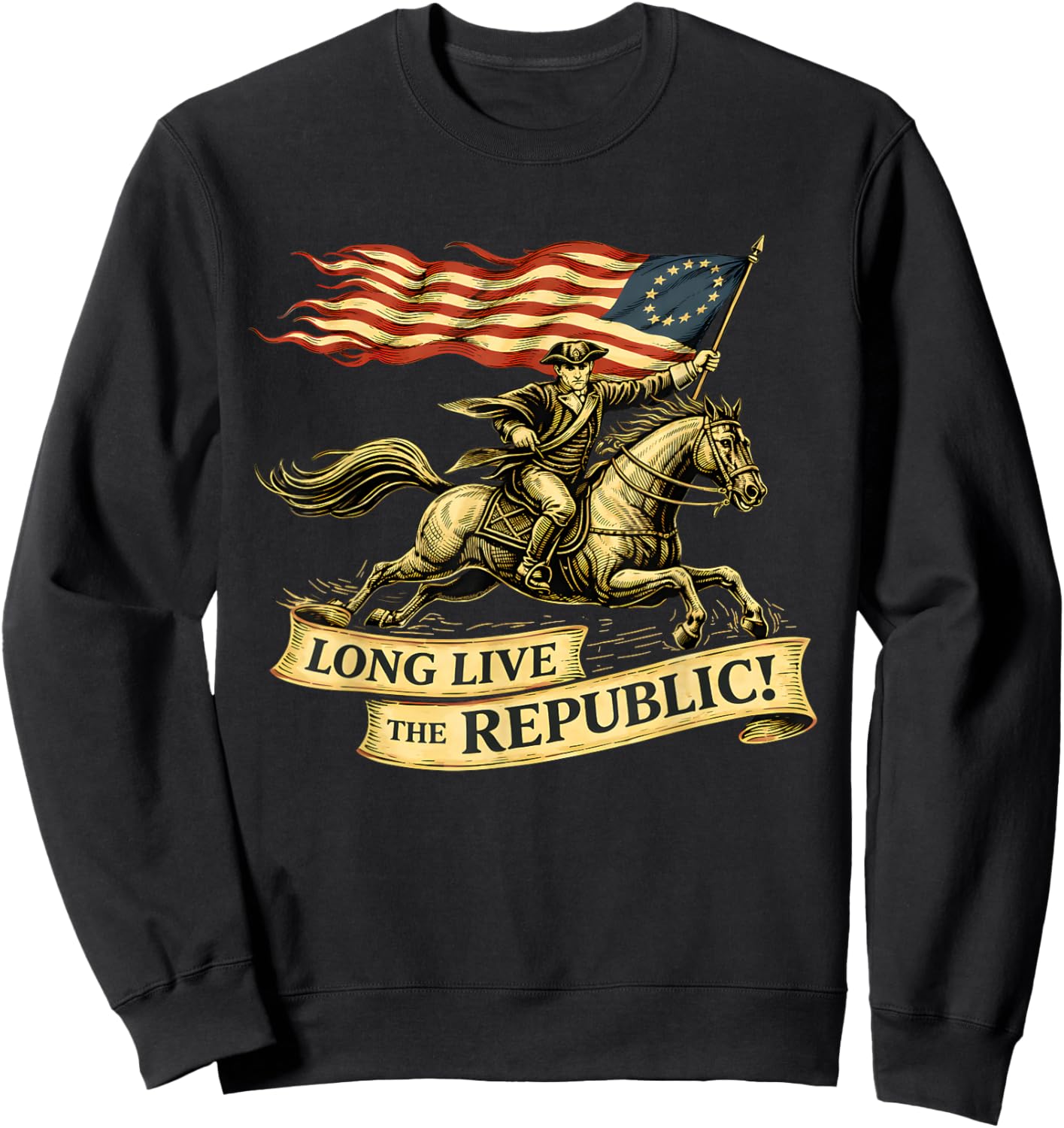 Minuteman Long Live The Republic USA 1776 2026 4th of July Sweatshirt - Sweatshirt | Black
