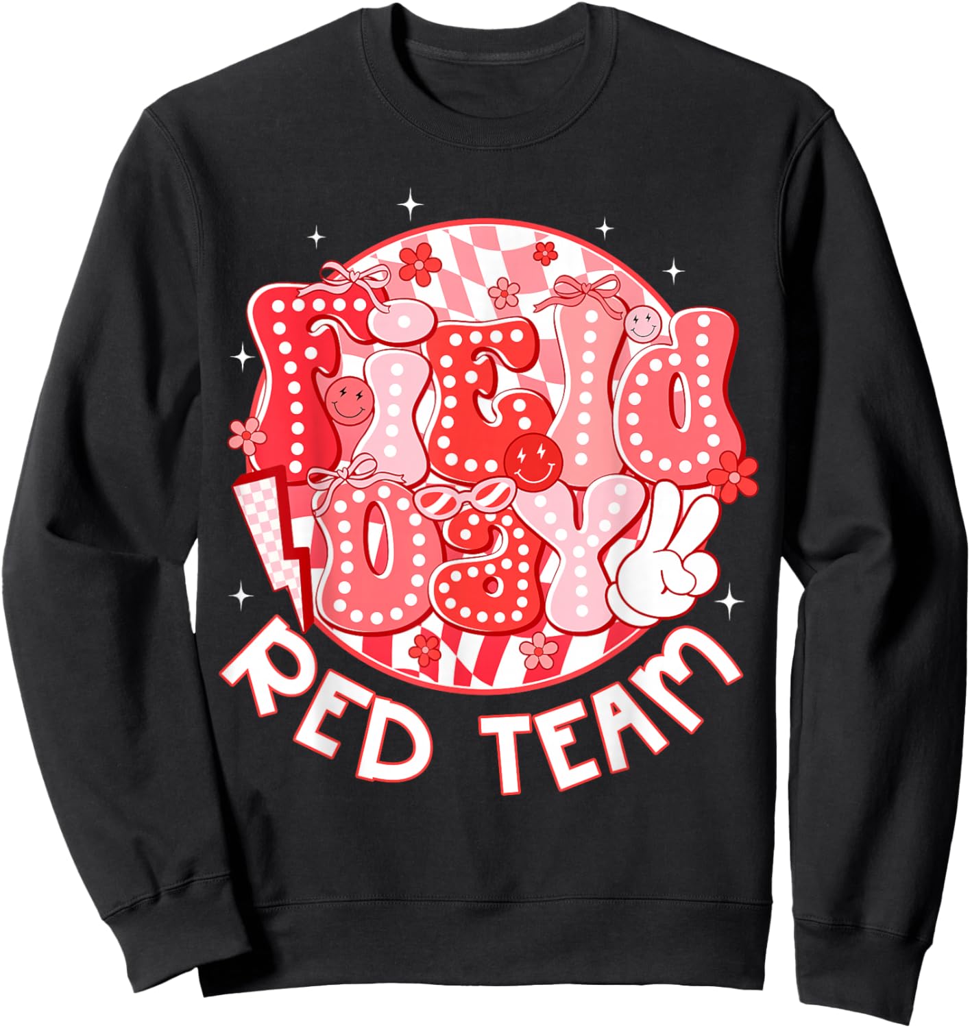 Field Day Red Team Coquette Bow Retro Lightning Bolt Sweatshirt - Sweatshirt | Black