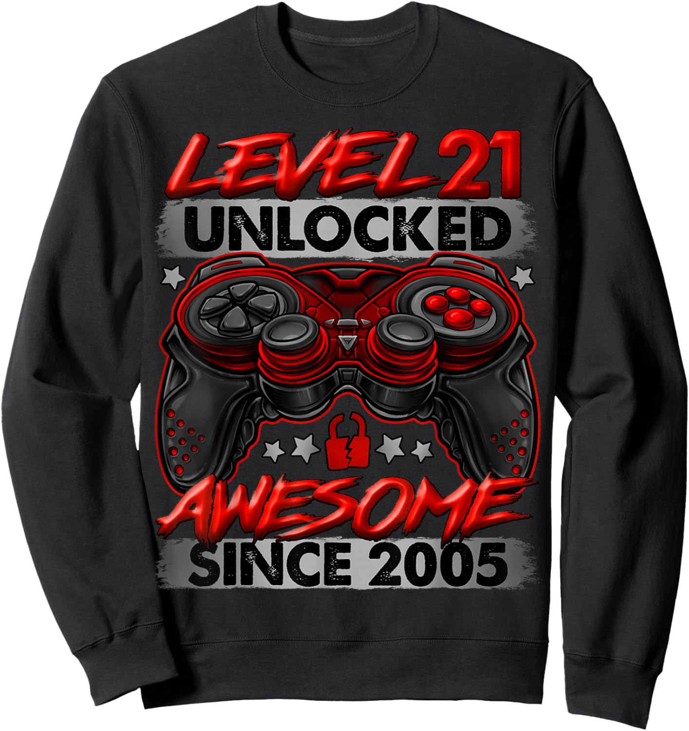Level 21 Unlocked 21 Year Old Gifts Boys 21st Birthday Boy Sweatshirt - Sweatshirt | Black
