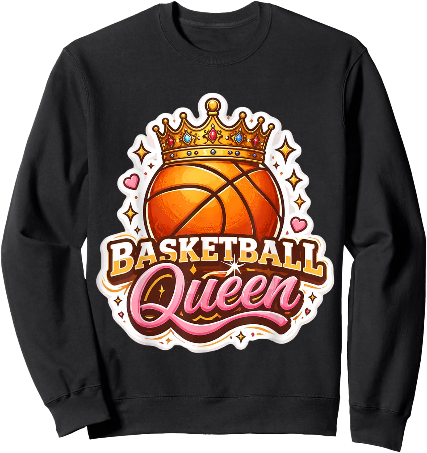 Basketball Queen Girl Player Lover Woman Coach Fan Hoops Mom Sweatshirt - Sweatshirt | Black