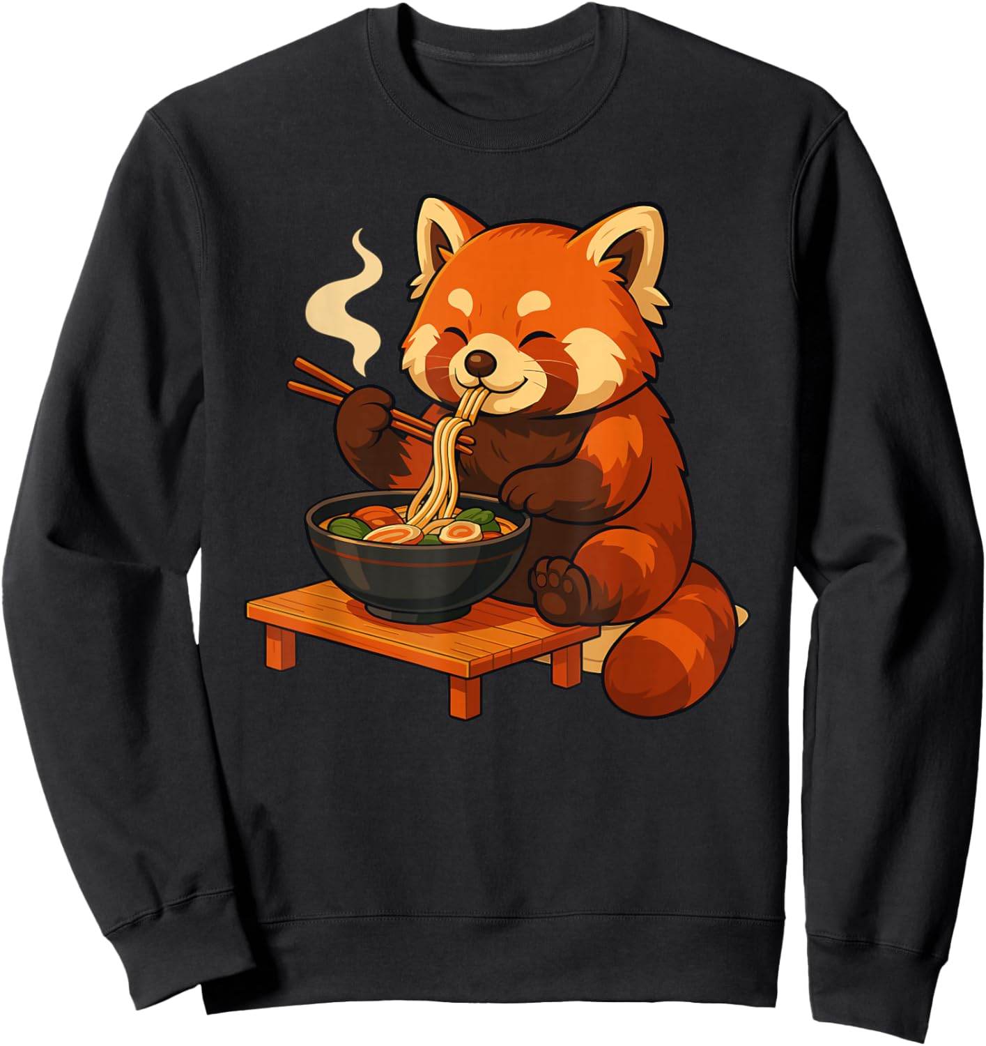 Roter Panda Mit Nudeln Ramen Kawaii Roter Panda Sweatshirt - Sweatshirt | Black
