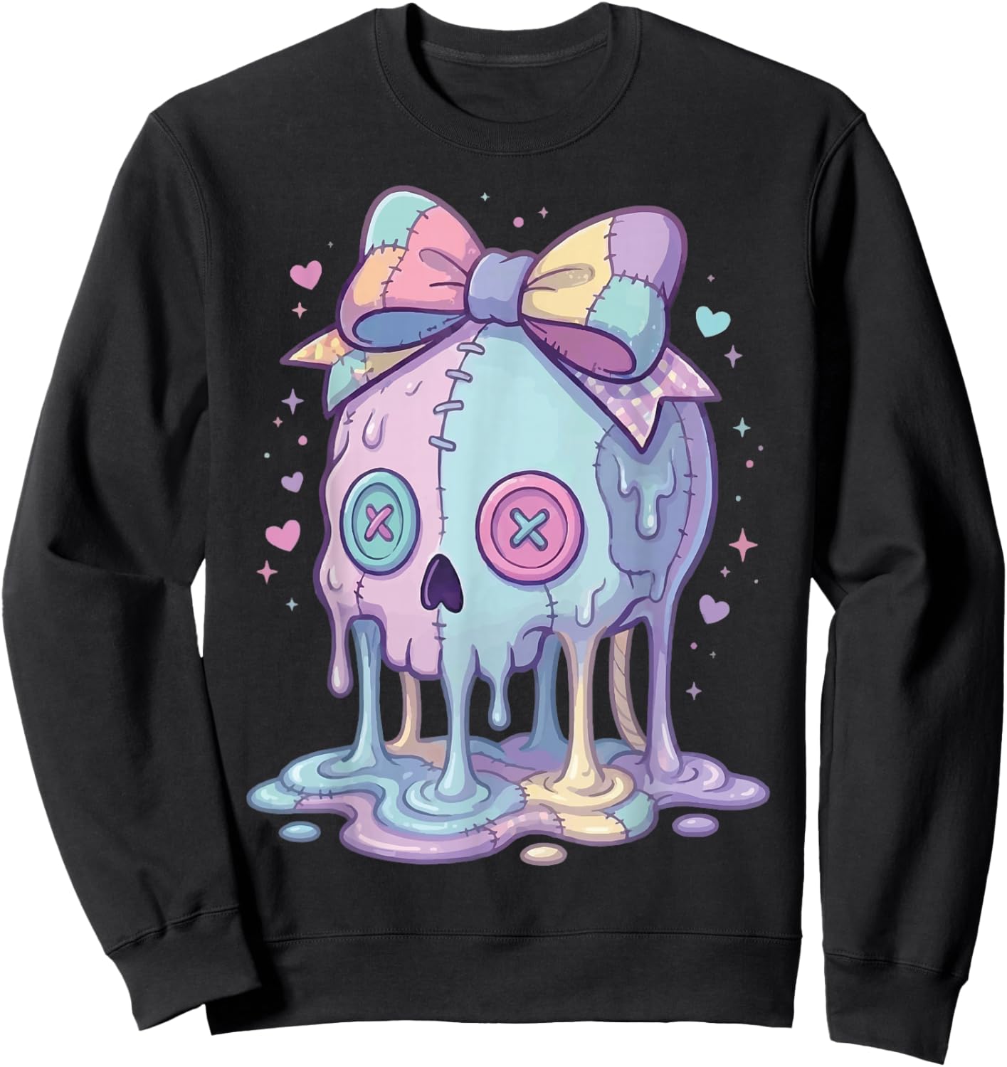 Melting Skull Pastel Goth Cute Aesthetic Sweatshirt - Sweatshirt | Black