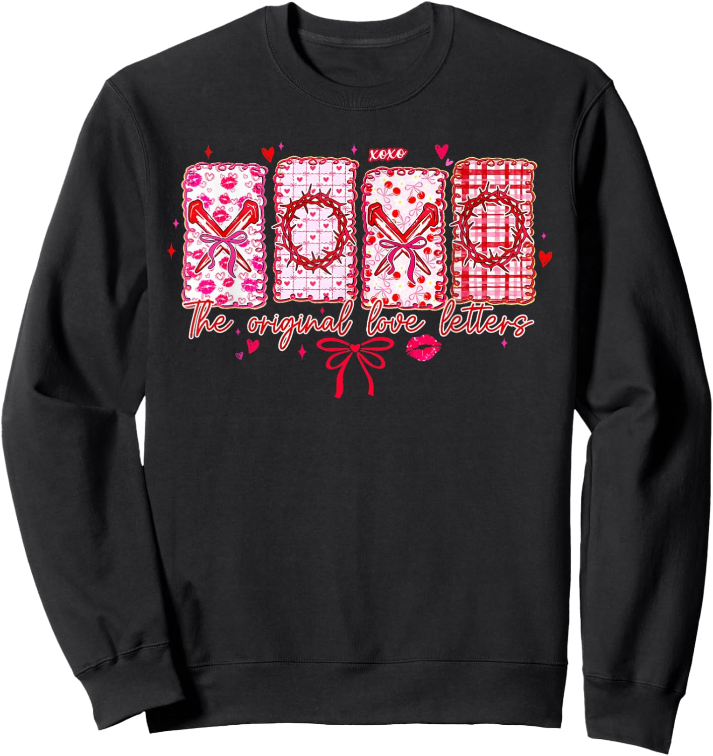XOXO The Original Love Letters Valentine Jesus Bible Verse Sweatshirt - Sweatshirt | Black