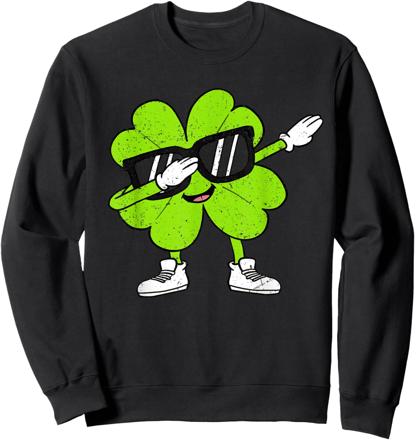 Boys St Patricks Day Toddler Lucky Dabbing Shamrock Clover Sweatshirt - Sweatshirt | Black
