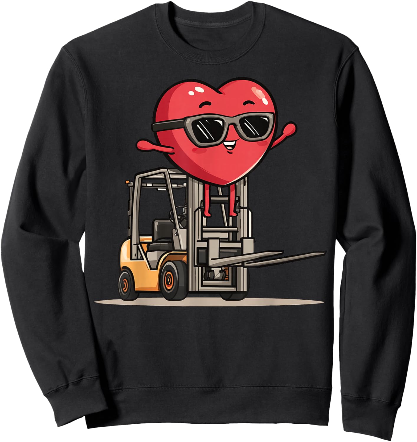 Forklift Operator Heart Forklift Driver Valentine's Day Sweatshirt - Sweatshirt | Black