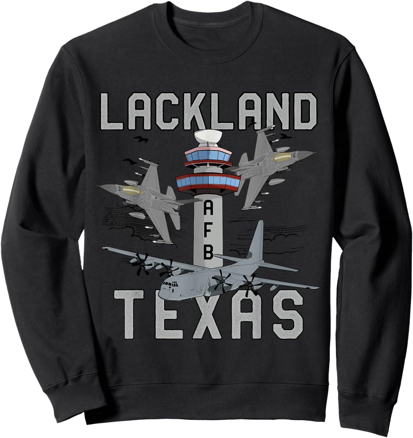 Lackland AFB Texas Air Force Base Fighter Jets Vintage Sweatshirt - Sweatshirt | Black