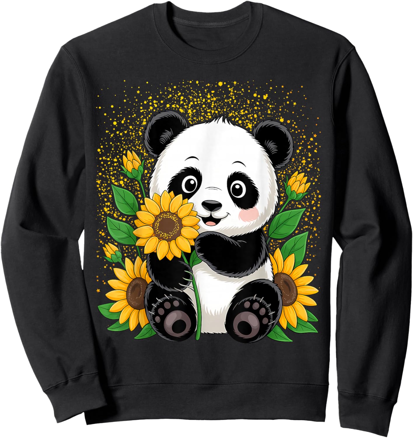 Panda Bear with Sunflowers, Panda Bear Sweatshirt - Sweatshirt | Black
