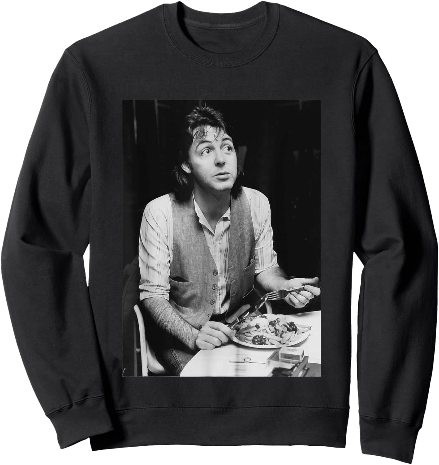 The Beatles Sir Paul McCartney Eating 1977 Wings Sweatshirt - Sweatshirt | Black