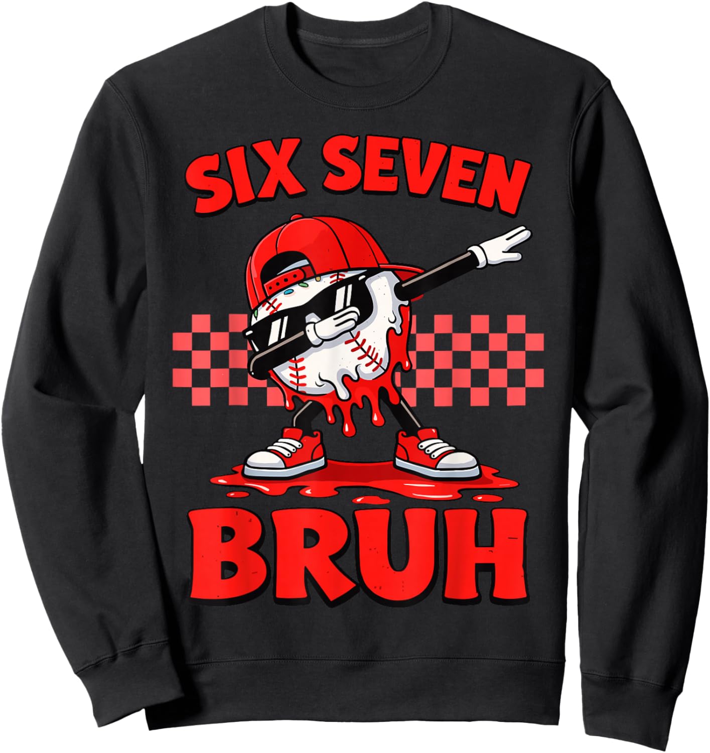Six Seven 67 Bruh Baseball Valentine’s Day Teens Boys Kids Sweatshirt - Sweatshirt | Black
