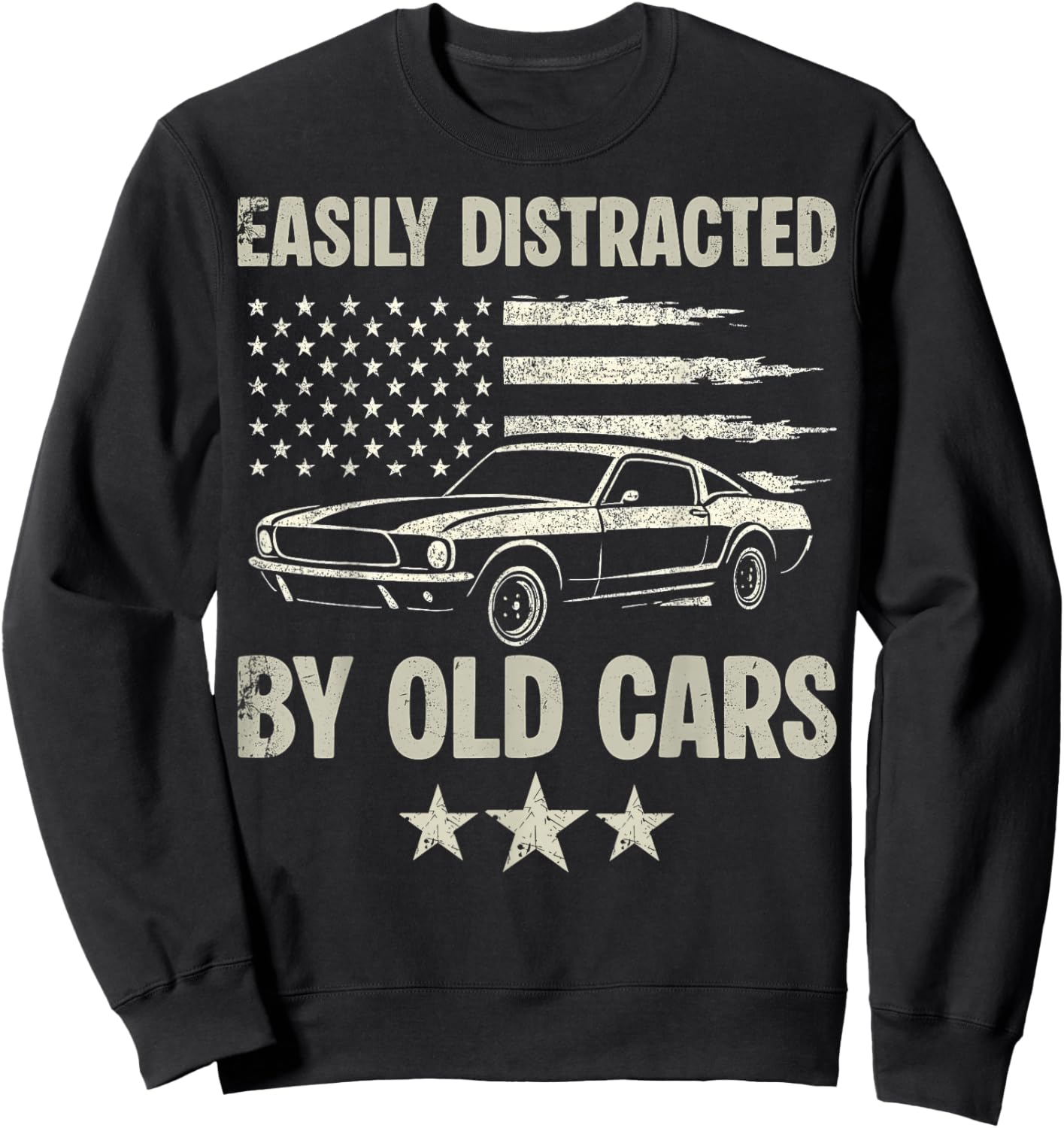 Easily Distracted by Old Cars Mechanic Vintage Car Lovers Sweatshirt - Sweatshirt | Black