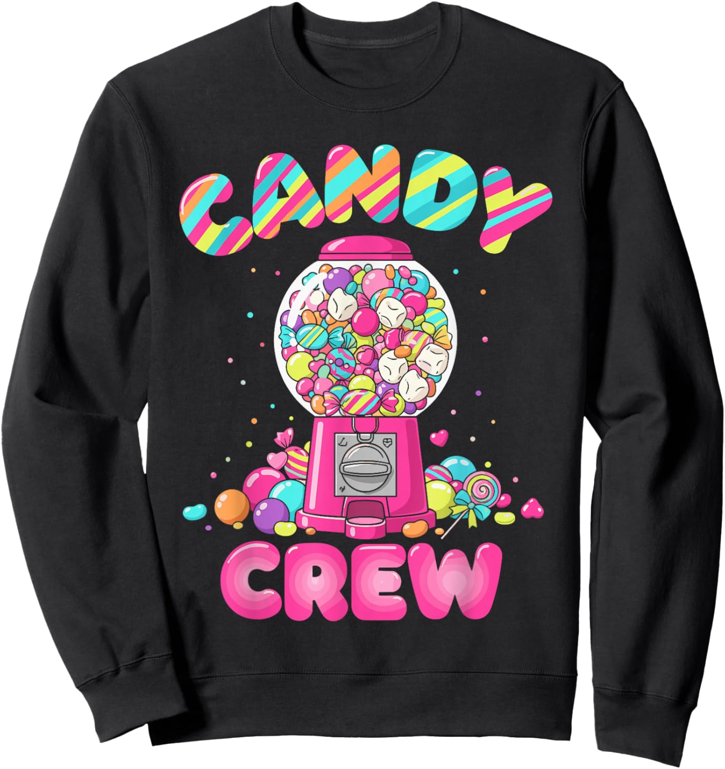 Candy Land Costume Adult Women, Colorful Sweet Candy Crew Sweatshirt - Sweatshirt | Black