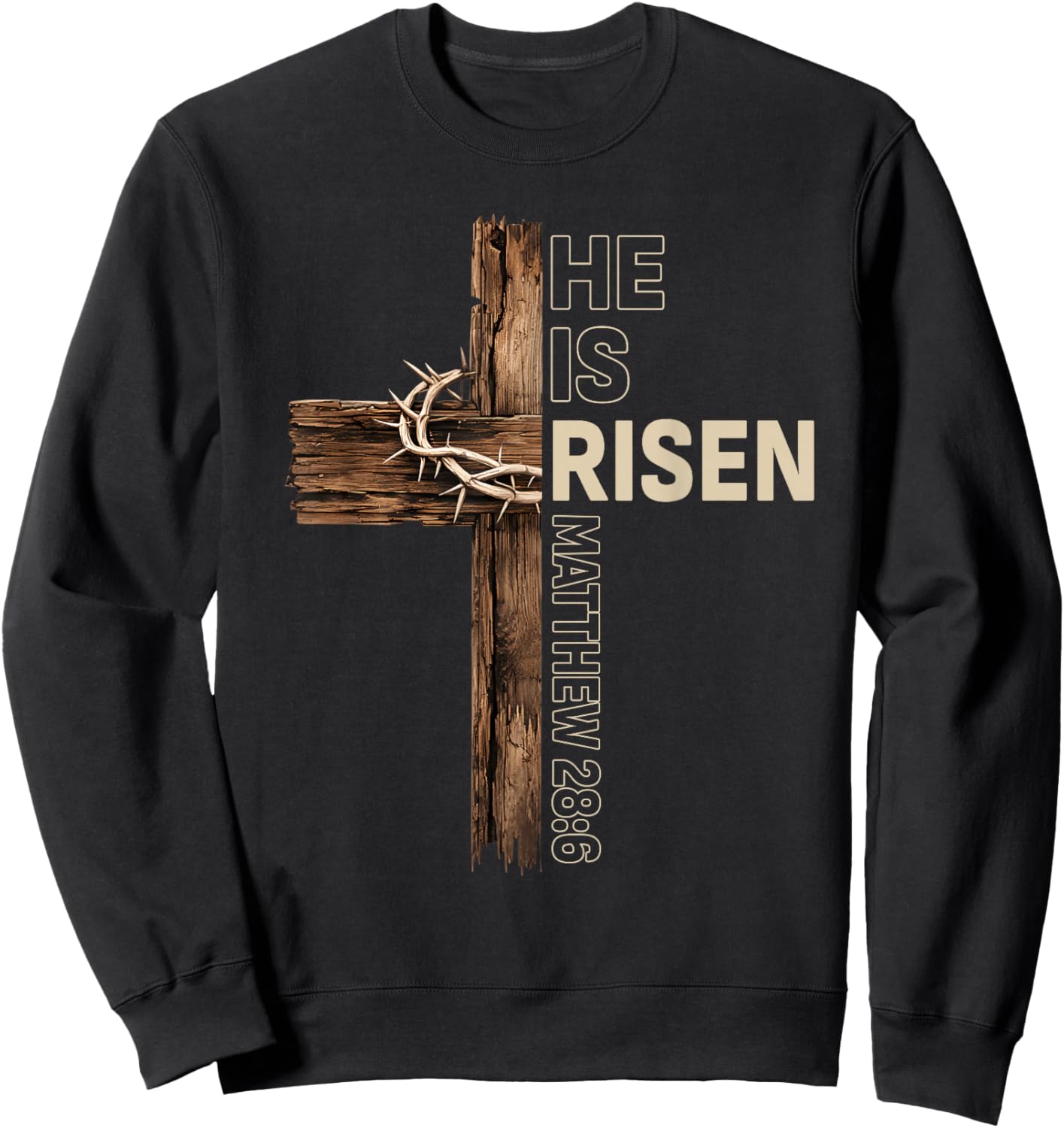 He is Risen Cross Jesus Happy Easter Christian Men Women Kid Sweatshirt - Sweatshirt | Black