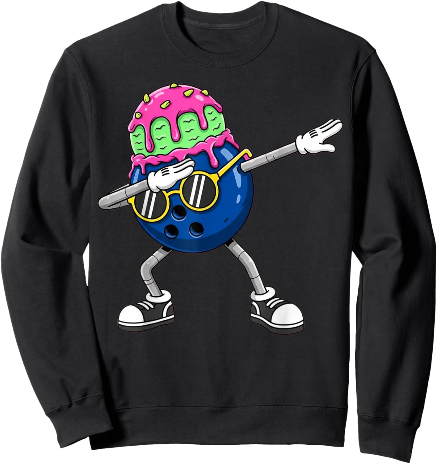 Dabbing Bowling Ball Drip Ice Cream Kids Youth Boys Girls Sweatshirt - Sweatshirt | Black