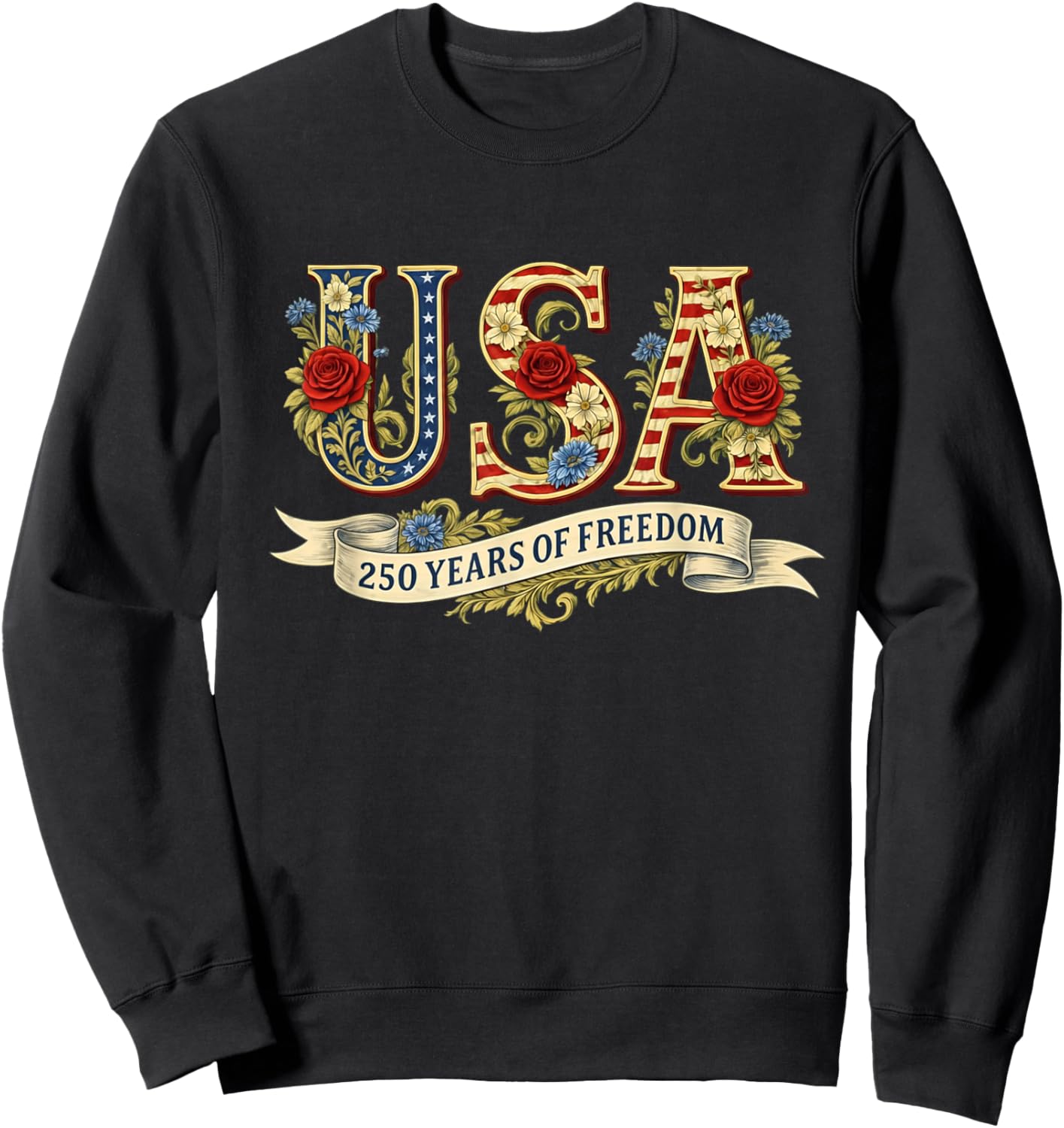 Vintage USA America 250 Years 1776-2026 250th Birthday Sweatshirt - Sweatshirt | Black
