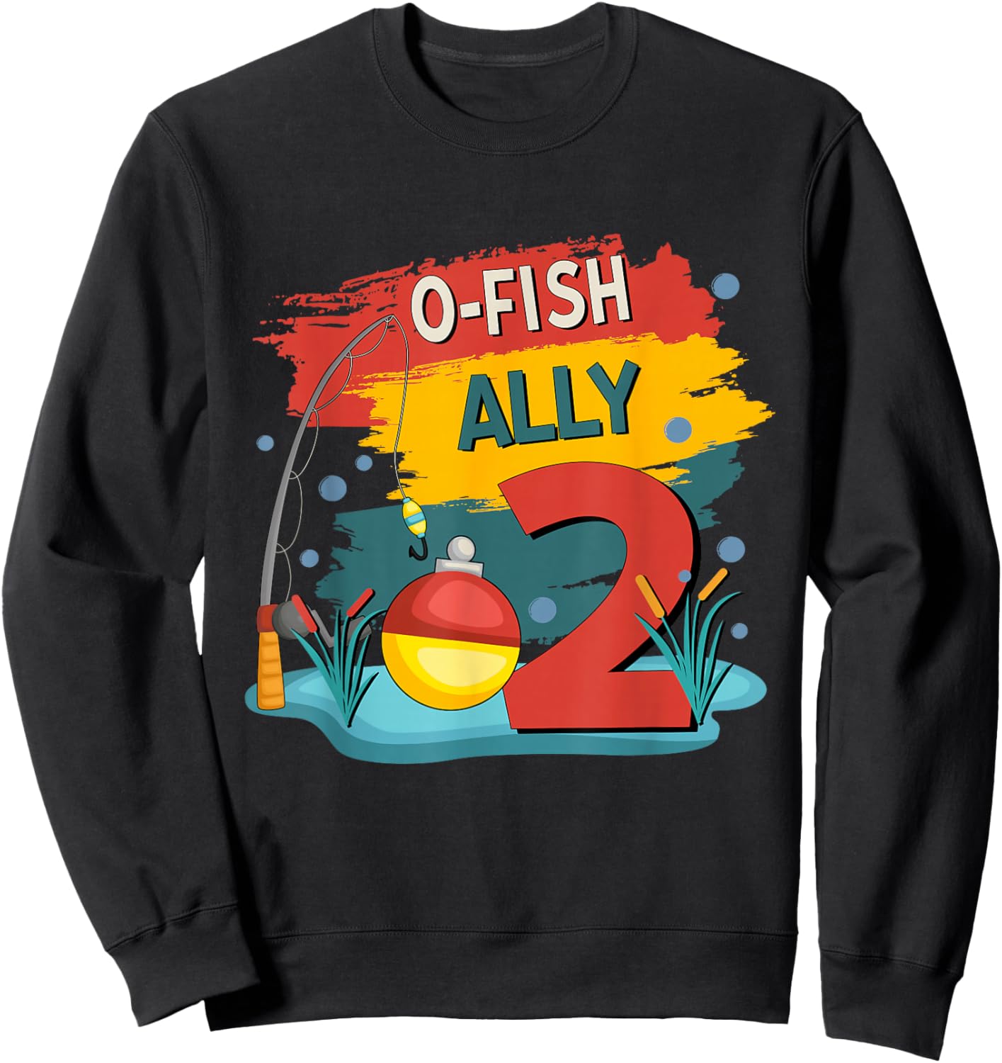 2 Years Old Boy O'Fishally 2 Birthday Fishing Themed Party Sweatshirt - Sweatshirt | Black