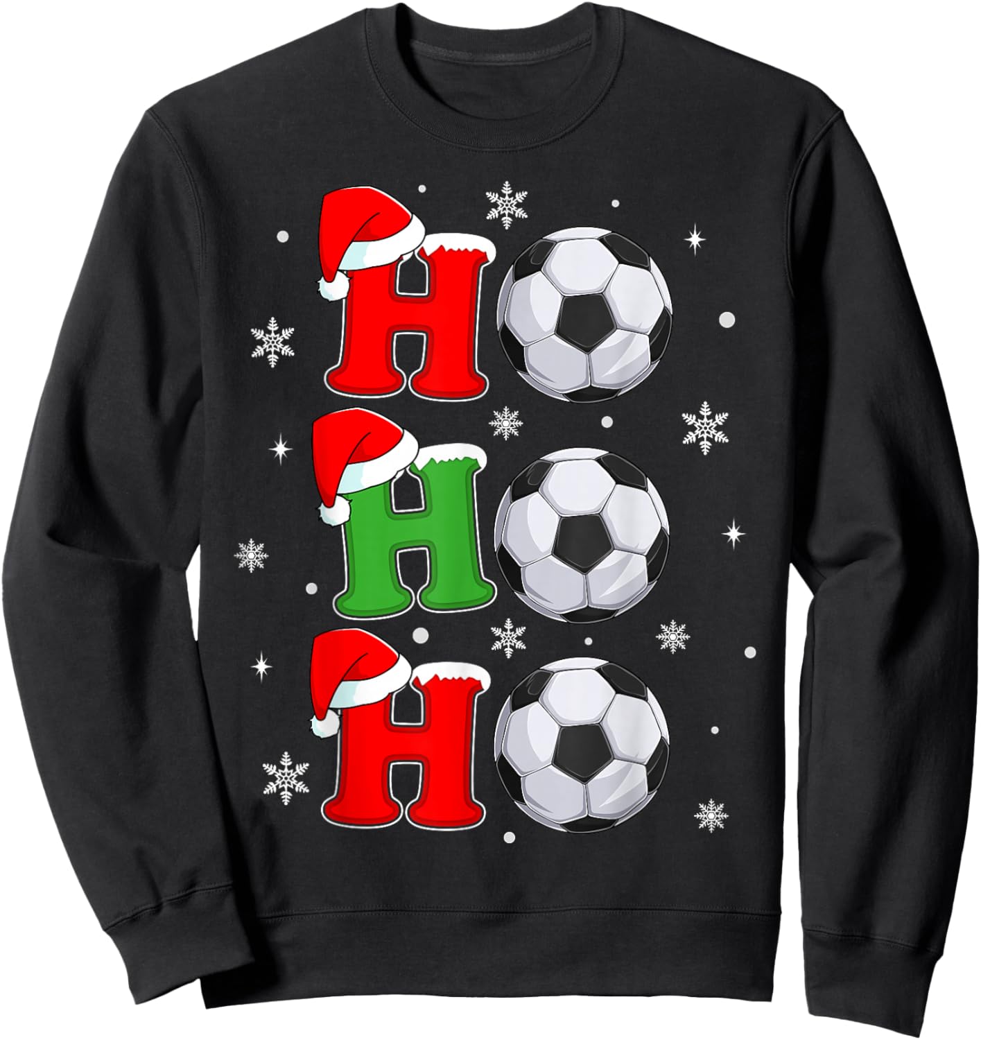 Ho Ho Ho Santa Soccer Football Christmas Sports Player Xmas Sweatshirt - Sweatshirt | Black