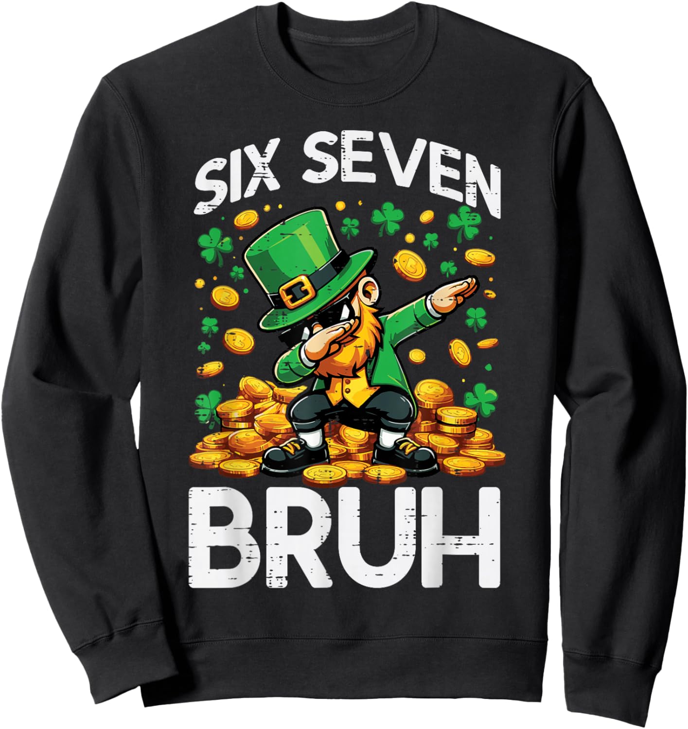 6 7 St Patricks Day Six Seven Bruh Leprechaun 67 Kids Youth Sweatshirt - Sweatshirt | Black