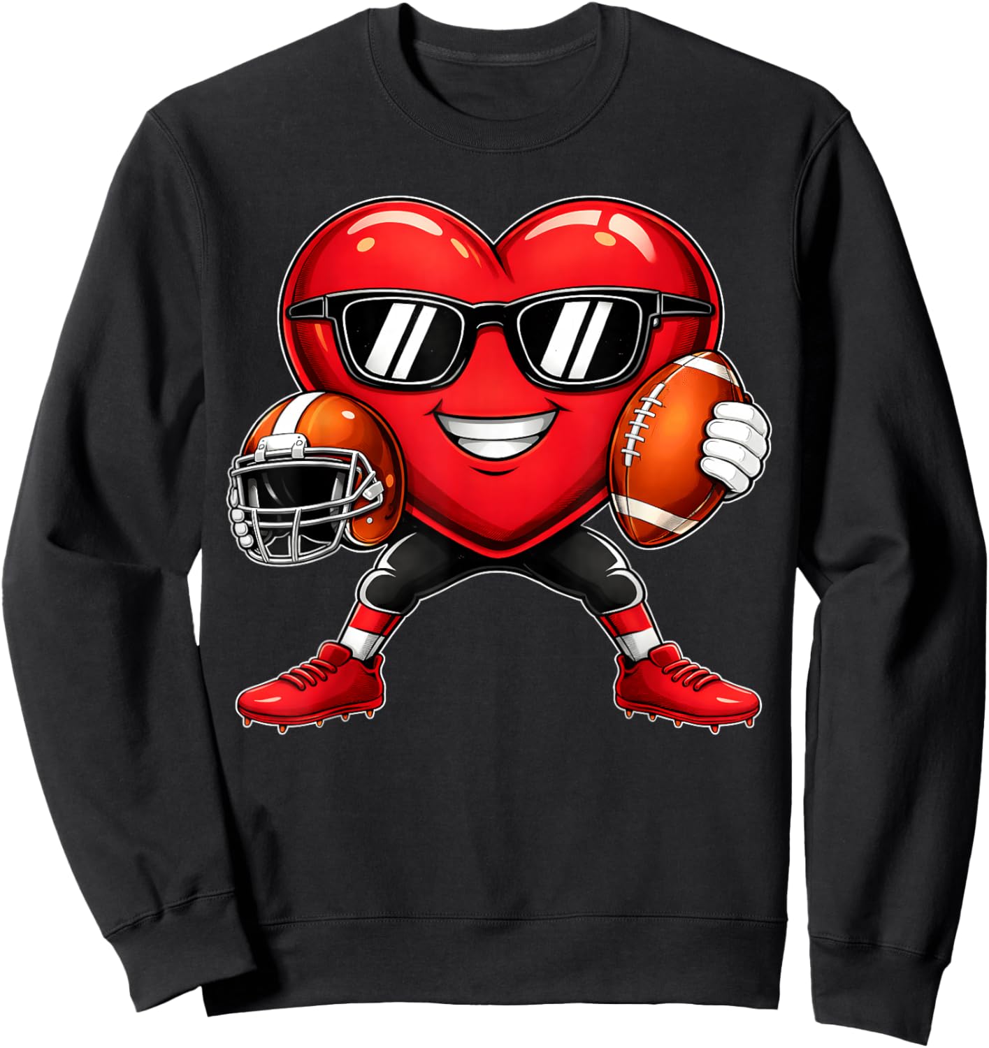 Funny Valentine Heart Football Boy Kid Sweatshirt - Sweatshirt | Black