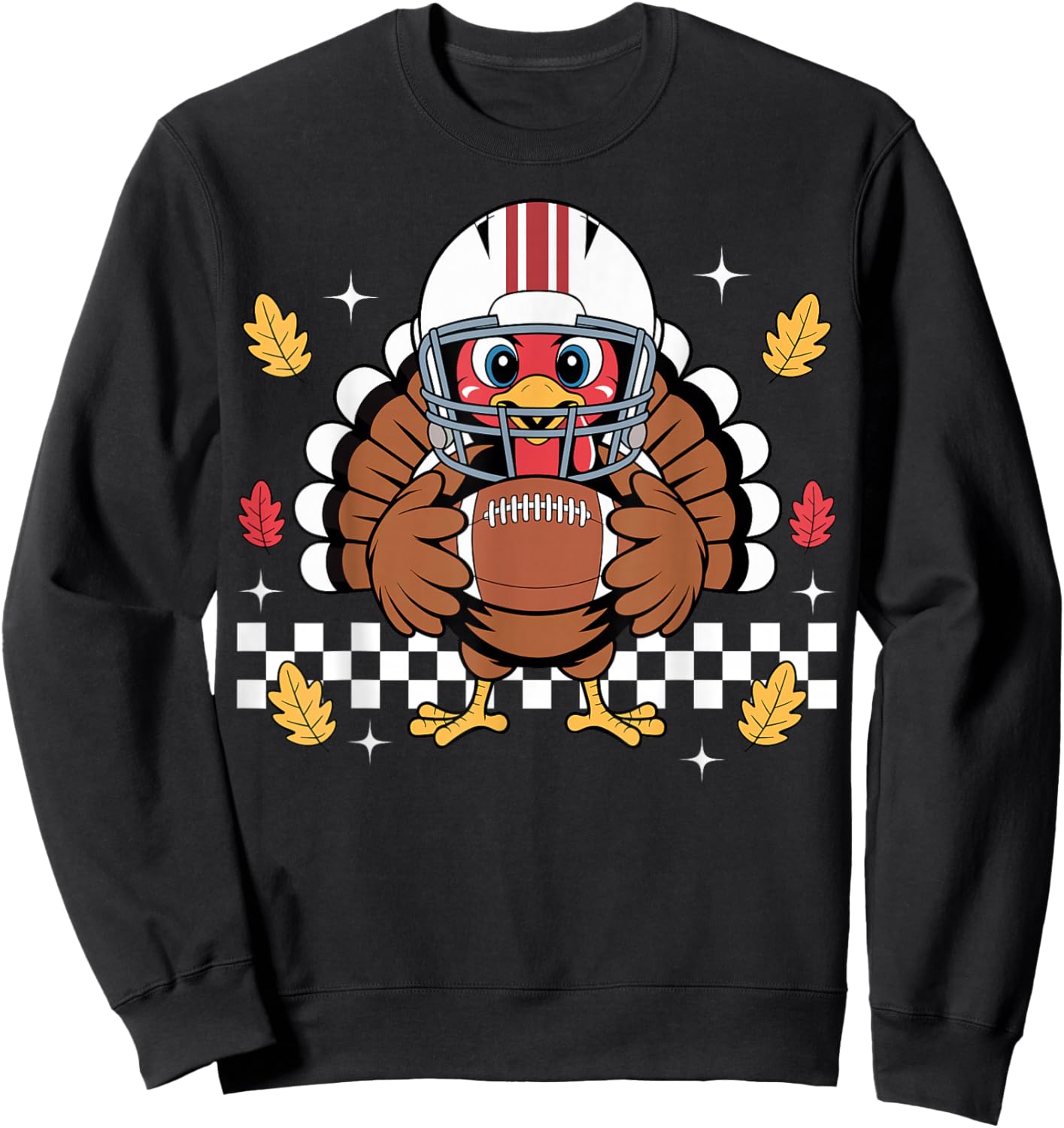 Retro Thanksgiving Turkey Football Toddler Boys Kids Sweatshirt - Sweatshirt | Black