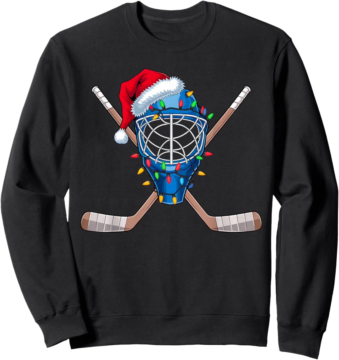 Christmas Ice Hockey Player Santa Sport Hockey Goalie Xmas Sweatshirt - Sweatshirt | Black