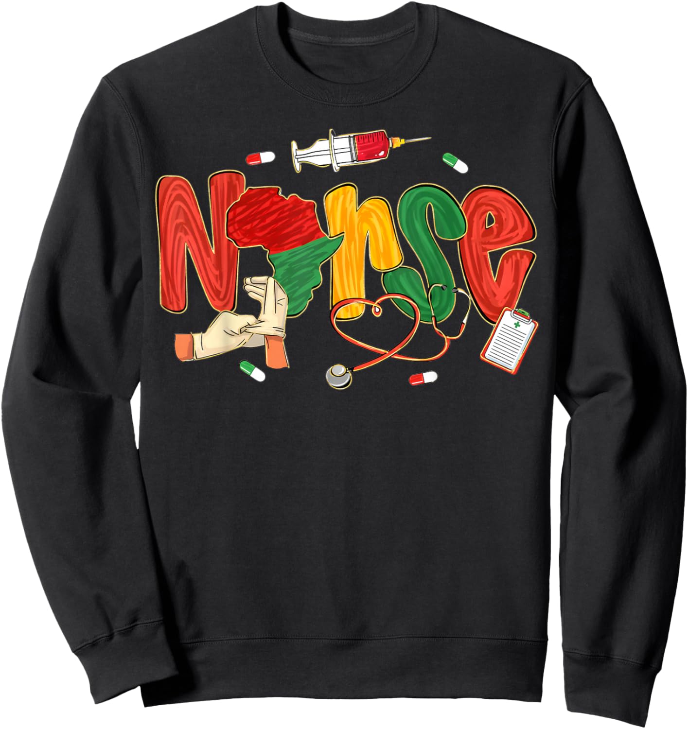 Nurse Black History Black Nurse African Juneteenth Sweatshirt - Sweatshirt | Black