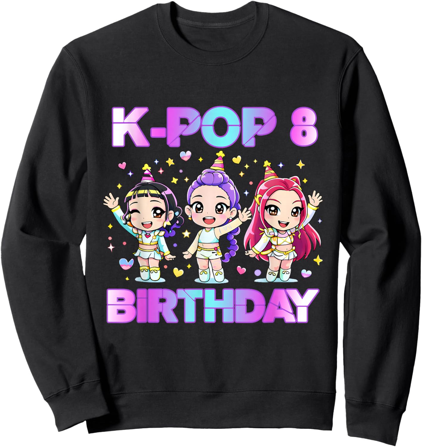 8 Years Old Birthday K pop Kids 8th Birthday Girls K-pop Sweatshirt - Sweatshirt | Black