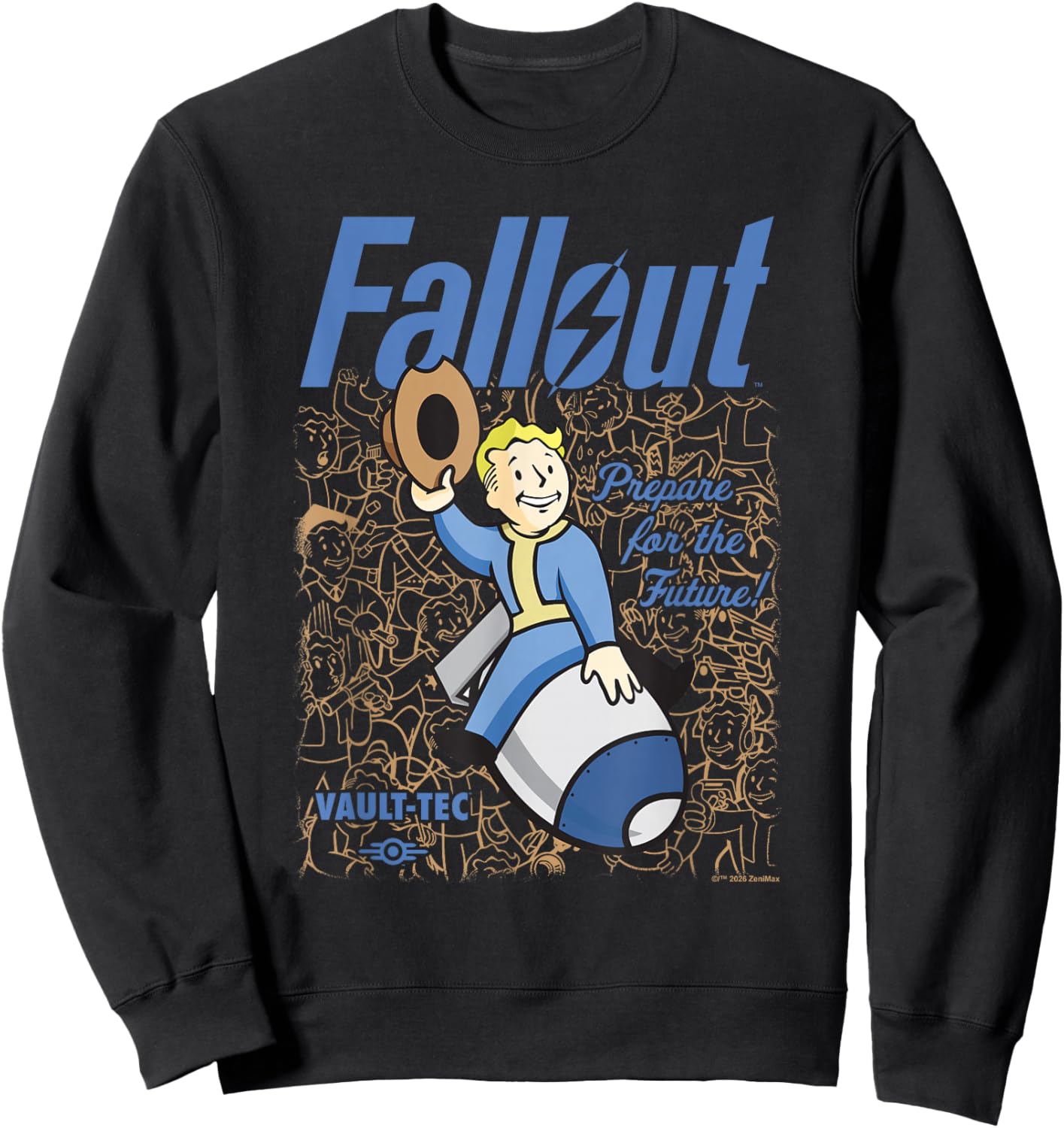 Fallout Video Game Vault Boy Wild West Bomb with Logo Sweatshirt - Sweatshirt | Black