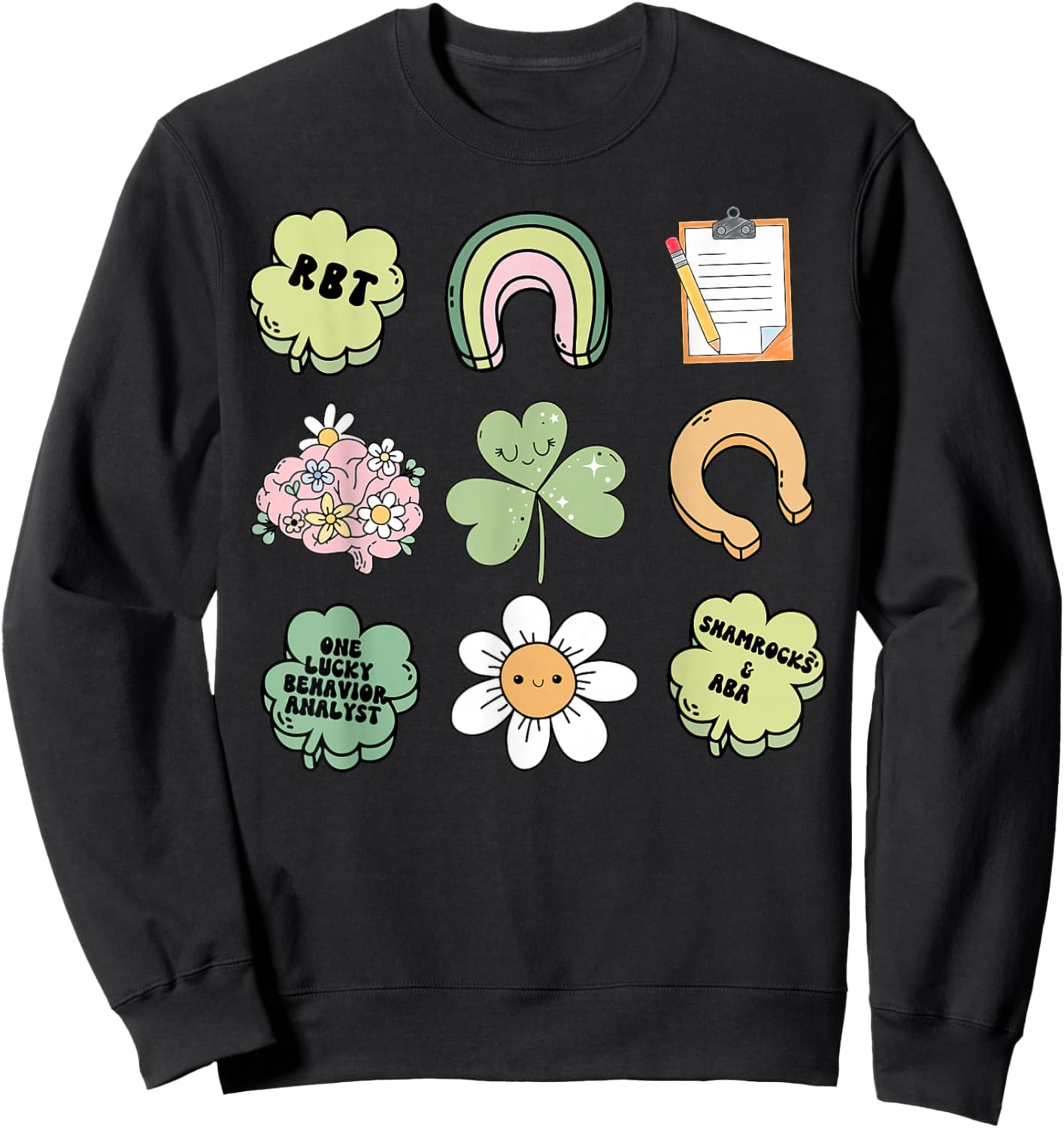 Behavior Analyst St Patty's Day Shamrock ABA RBT Therapist Sweatshirt - Sweatshirt | Black