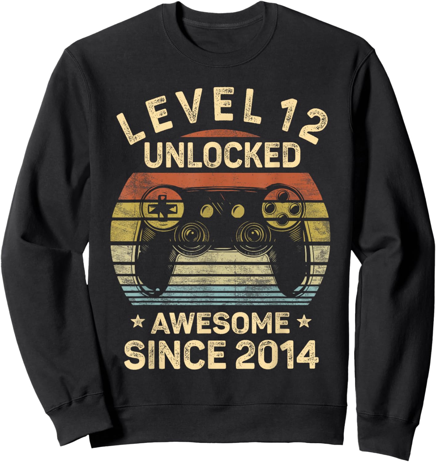 Level 12 Unlocked Awesome Since 2014 12th Birthday Gaming Sweatshirt - Sweatshirt | Black