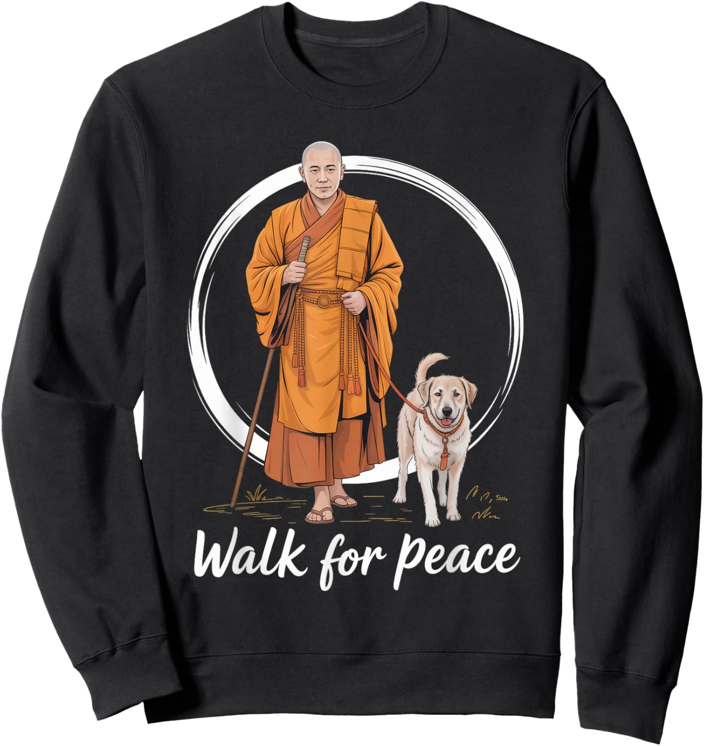 Peace Walking Monks and Aloka Dog Walk for Peace Men Women Sweatshirt - Sweatshirt | Black