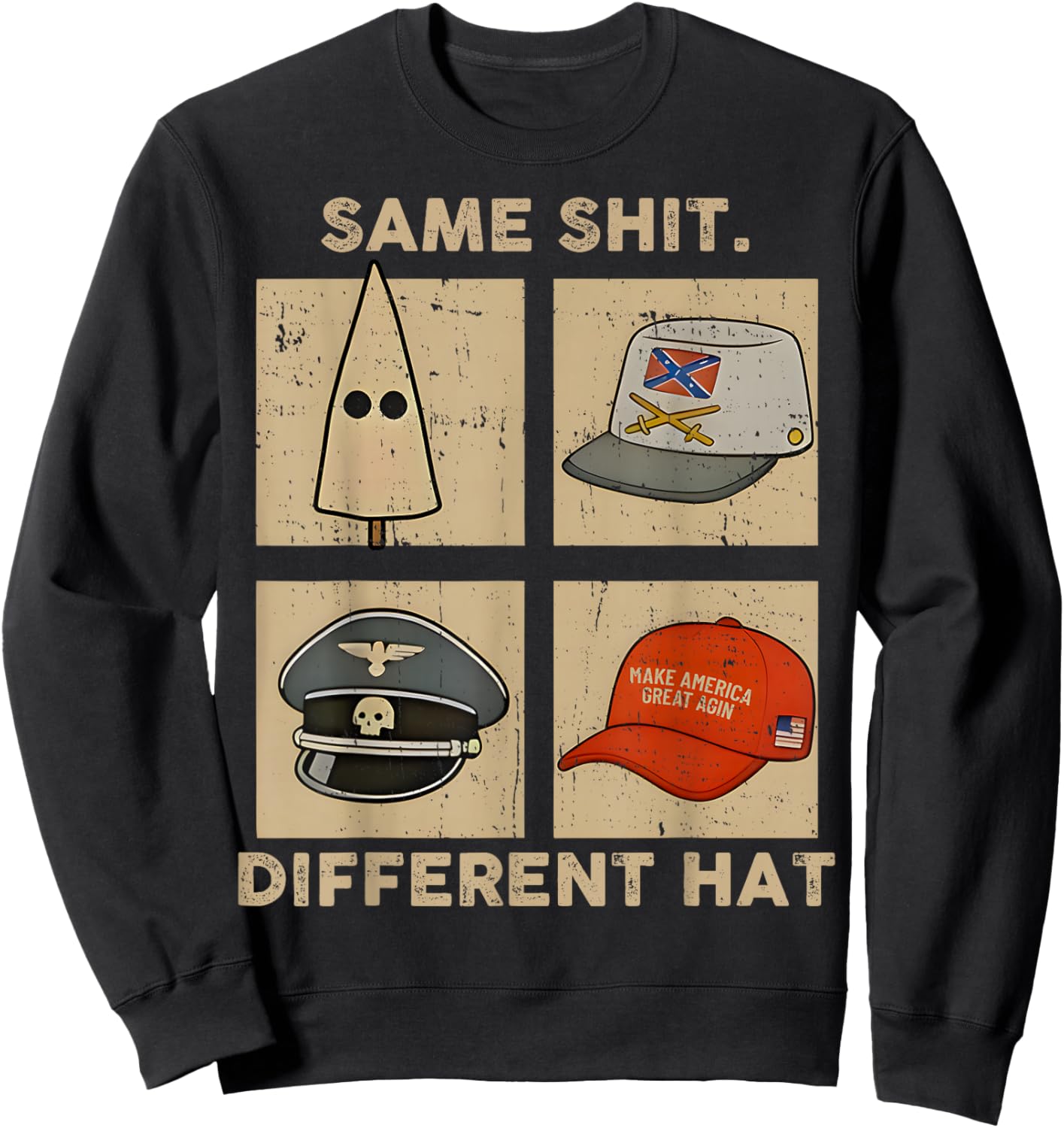 Same Shit Different Hat Retro Vintage Funny Women Sweatshirt - Sweatshirt | Black