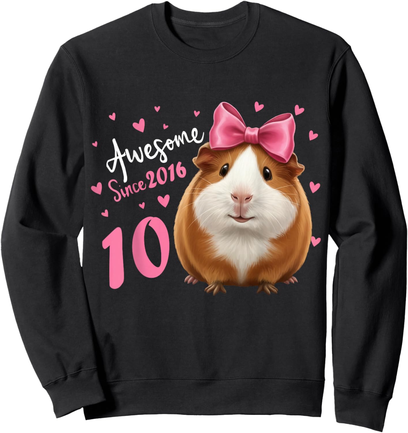 Girls 10 Years Old Guinea Pig Birthday for Girls 10th Bday Sweatshirt - Sweatshirt | Black
