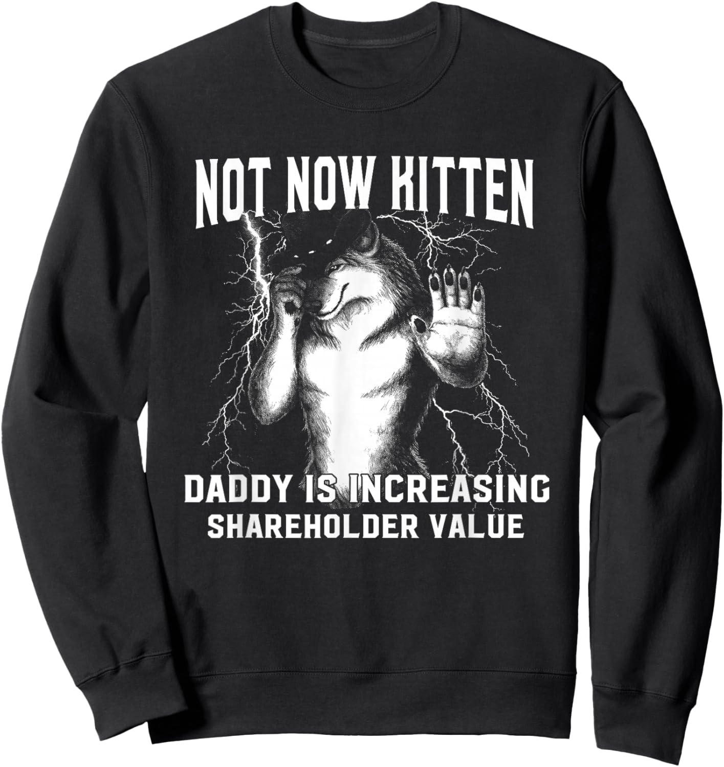 Alpha Meme Not Now Kitten Daddy Increasing Shareholder Value Sweatshirt - Sweatshirt | Black