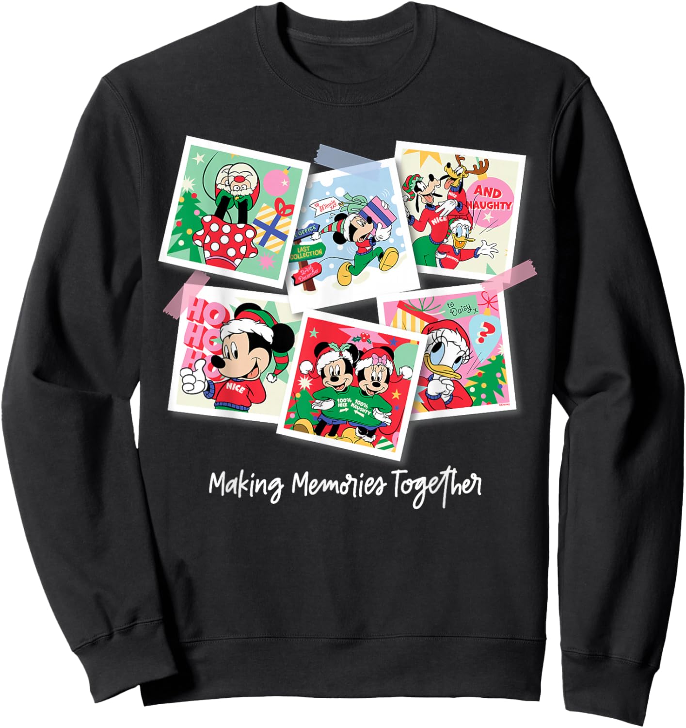 Disney Mickey & Friends Making Memories Together Christmas Sweatshirt - Sweatshirt | Black