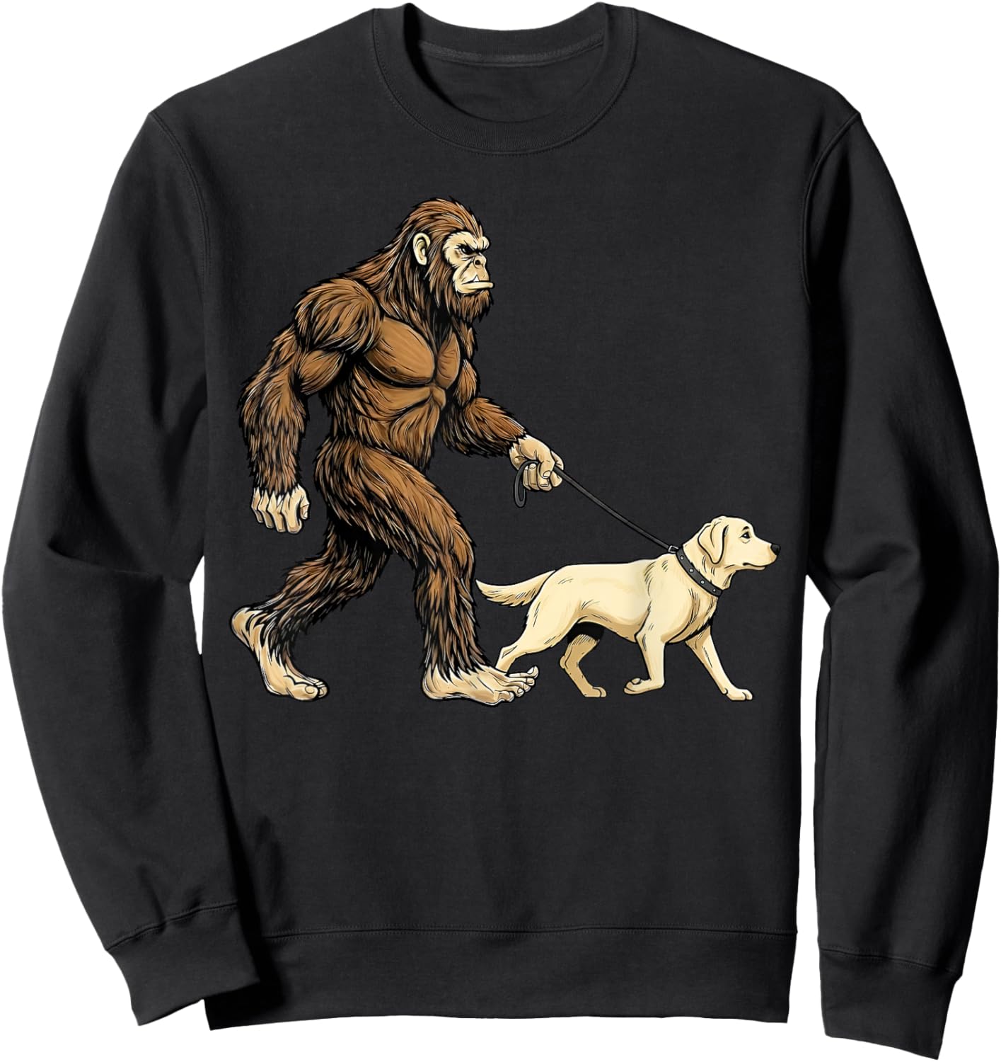 Bigfoot Walking Labrador Retriever Dog Funny Sasquatch Sweatshirt - Sweatshirt | Black
