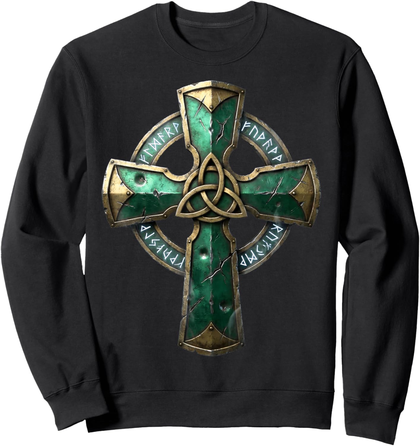 Ancient Celtic Cross Runes Irish Heritage Gear Sweatshirt - Sweatshirt | Black