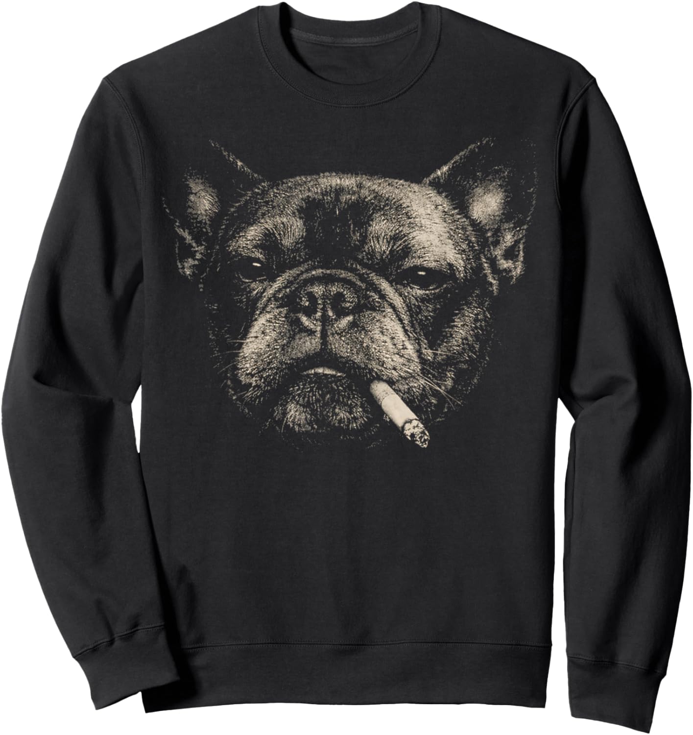 Funny Smoking French Bulldog Vintage Y2K Grunge Dog Graphic Sweatshirt - Sweatshirt | Black