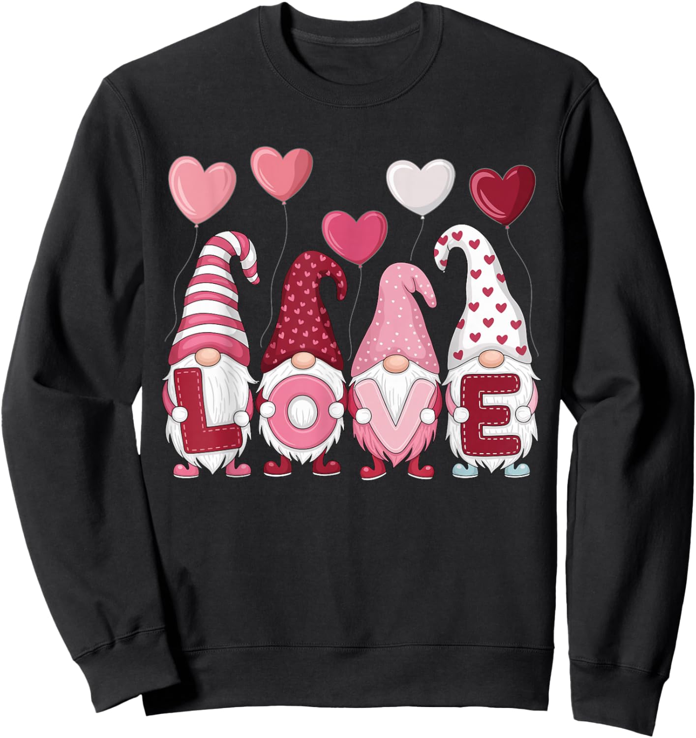 Cute Valentine Gnomes Holding Love Letters Sweatshirt - Sweatshirt | Black
