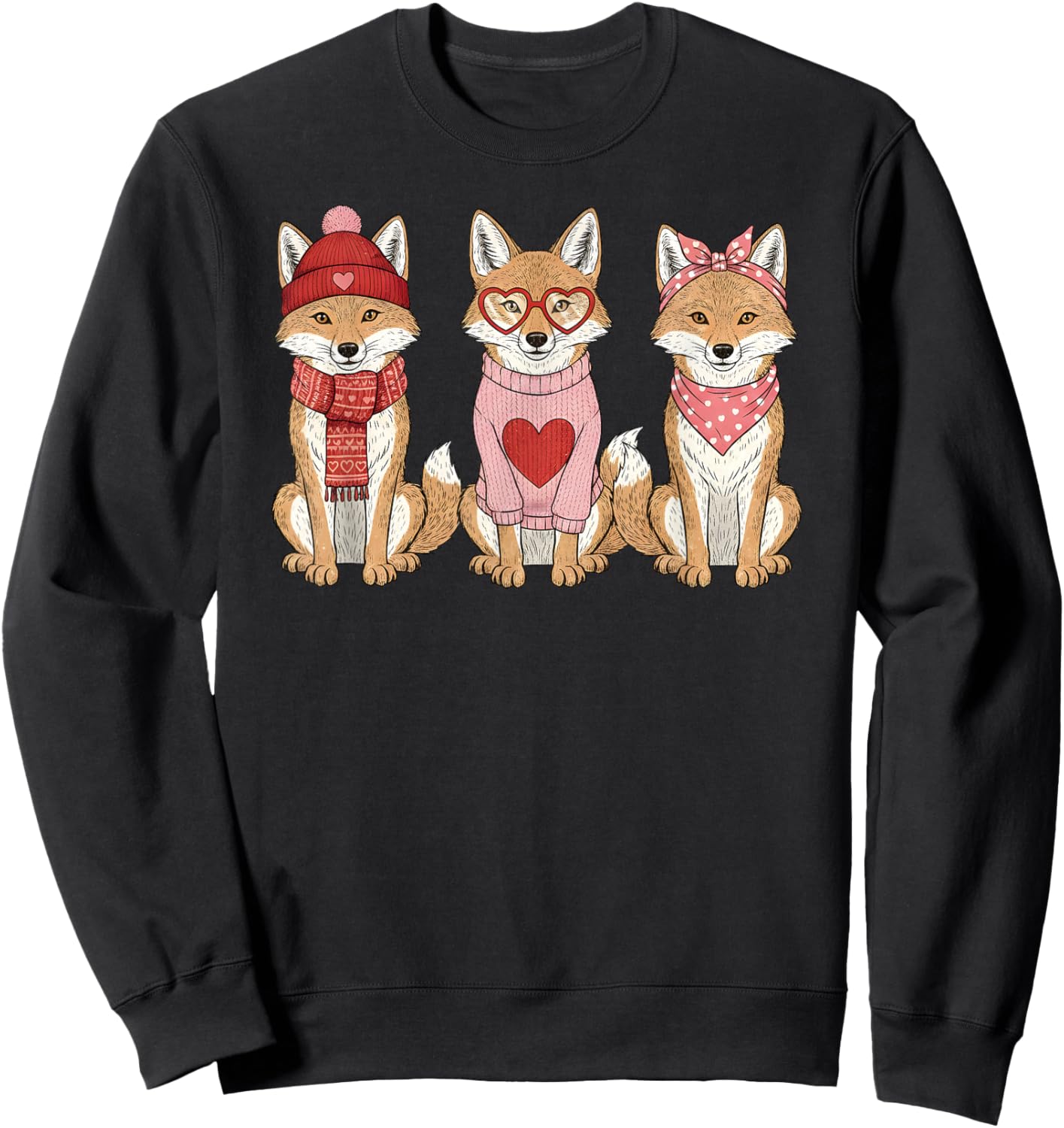Retro Coyote Cute Valentine Sweatshirt - Sweatshirt | Black