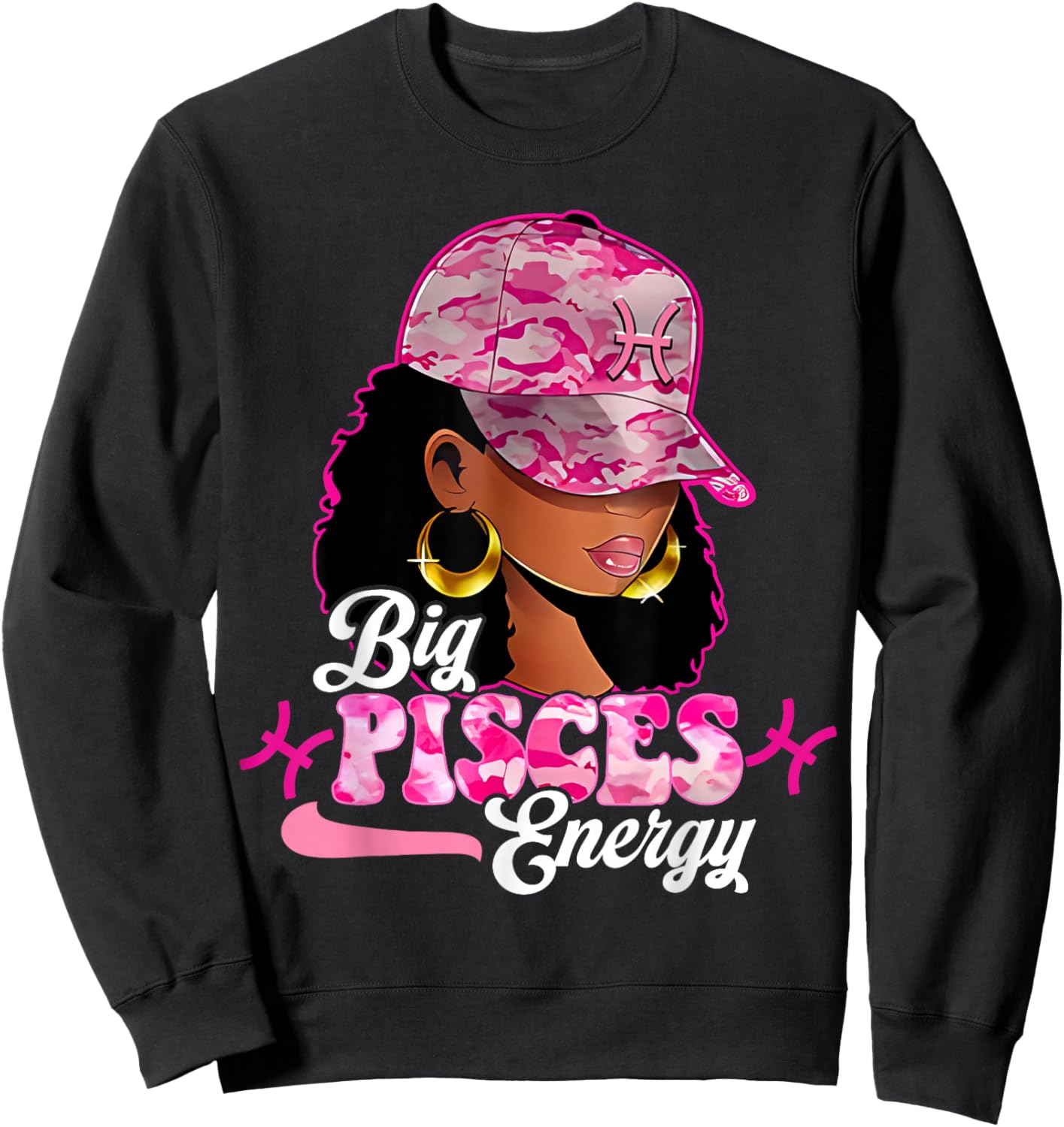 Big Pisces Energy Pisces Girls Women Birthday Horoscope Sweatshirt - Sweatshirt | Black