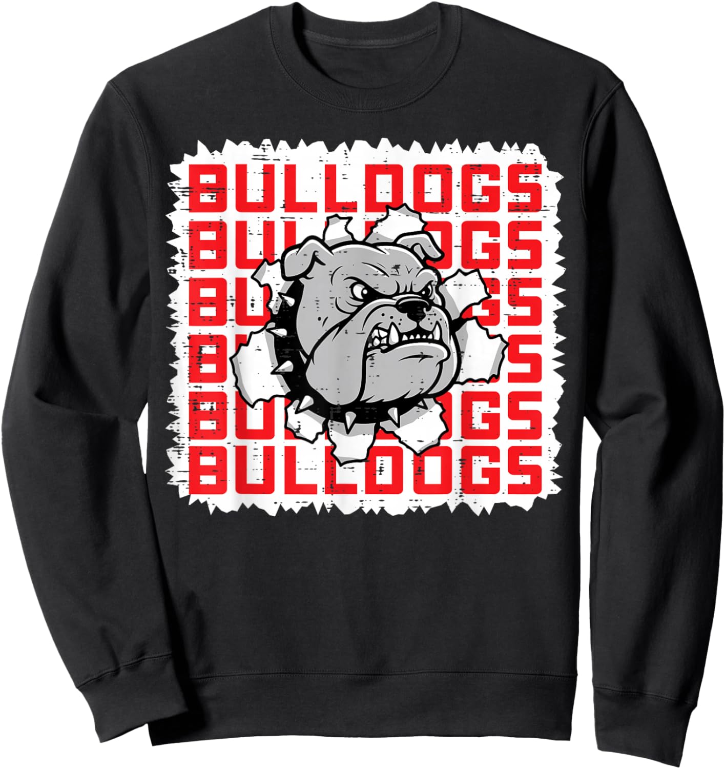Bulldog Women Kids Boys Girls Youth Men Teen Sweatshirt - Sweatshirt | Black