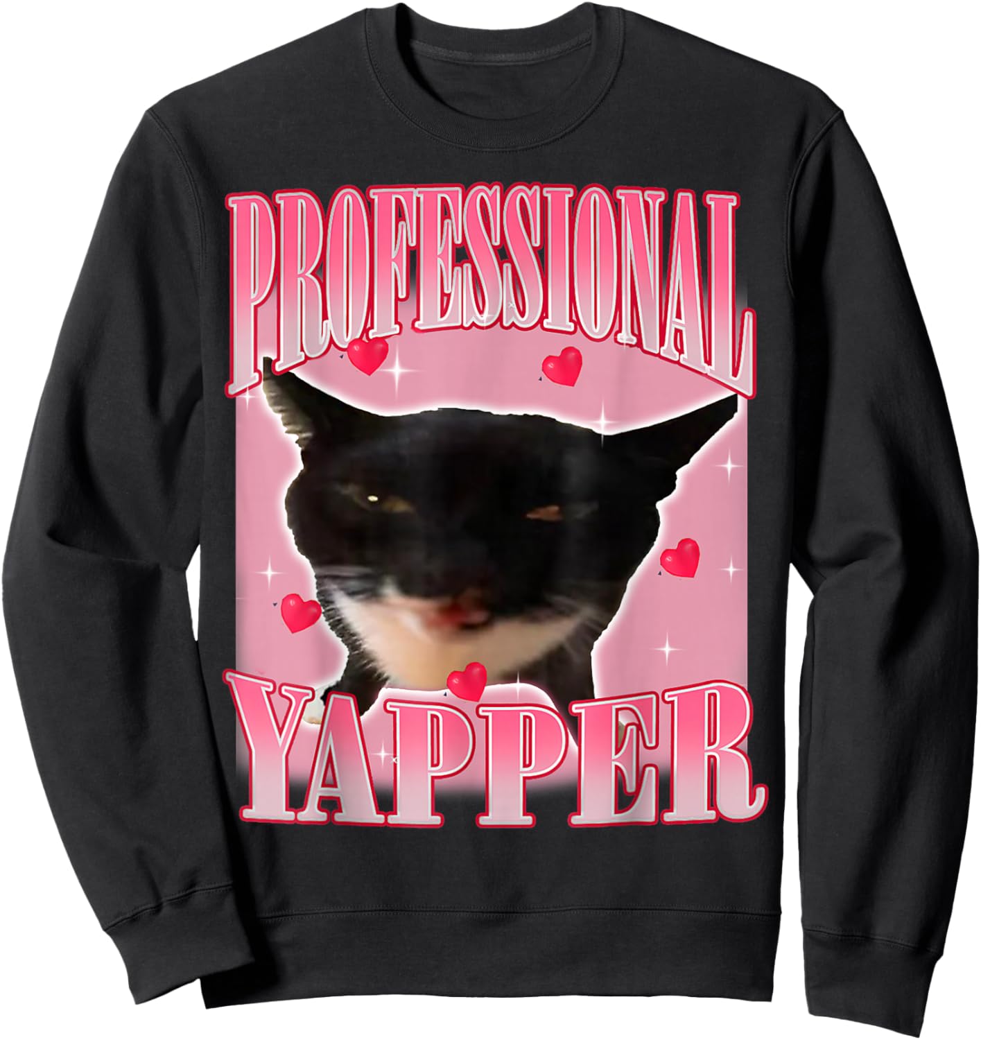 Professional Yapper Cat Funny Oddly Specific Dank Meme Sweatshirt - Sweatshirt | Black