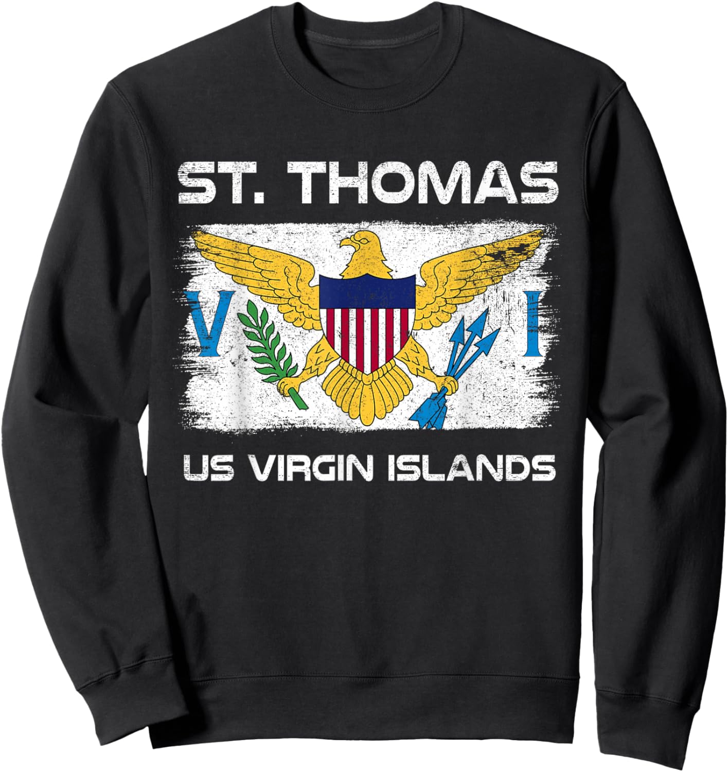 St. Thomas USVI Flag Design USVI Flag Sweatshirt - Sweatshirt | Black