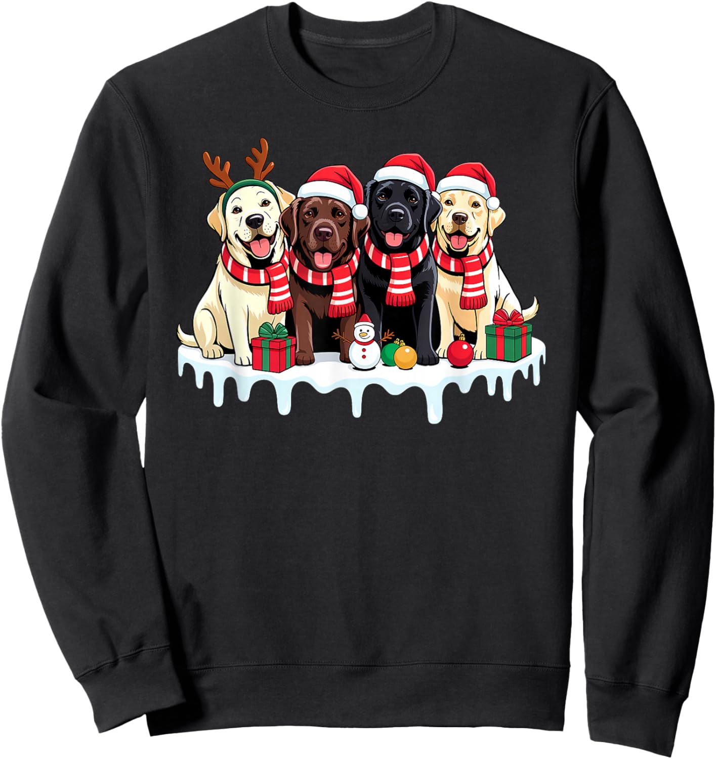 Labrador Dog Christmas Matching Family Pajama Xmas Santa Sweatshirt - Sweatshirt | Black